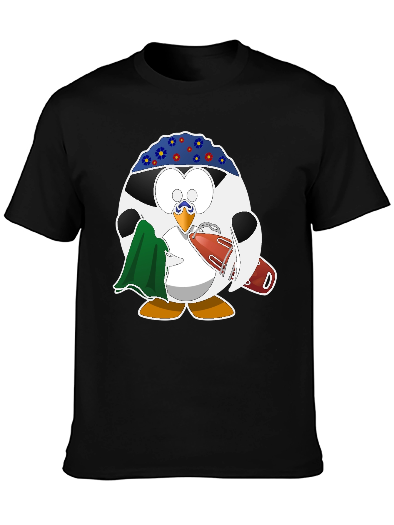 Black Lifeguard Penguin Graphic T-Shirt - Black view 3
