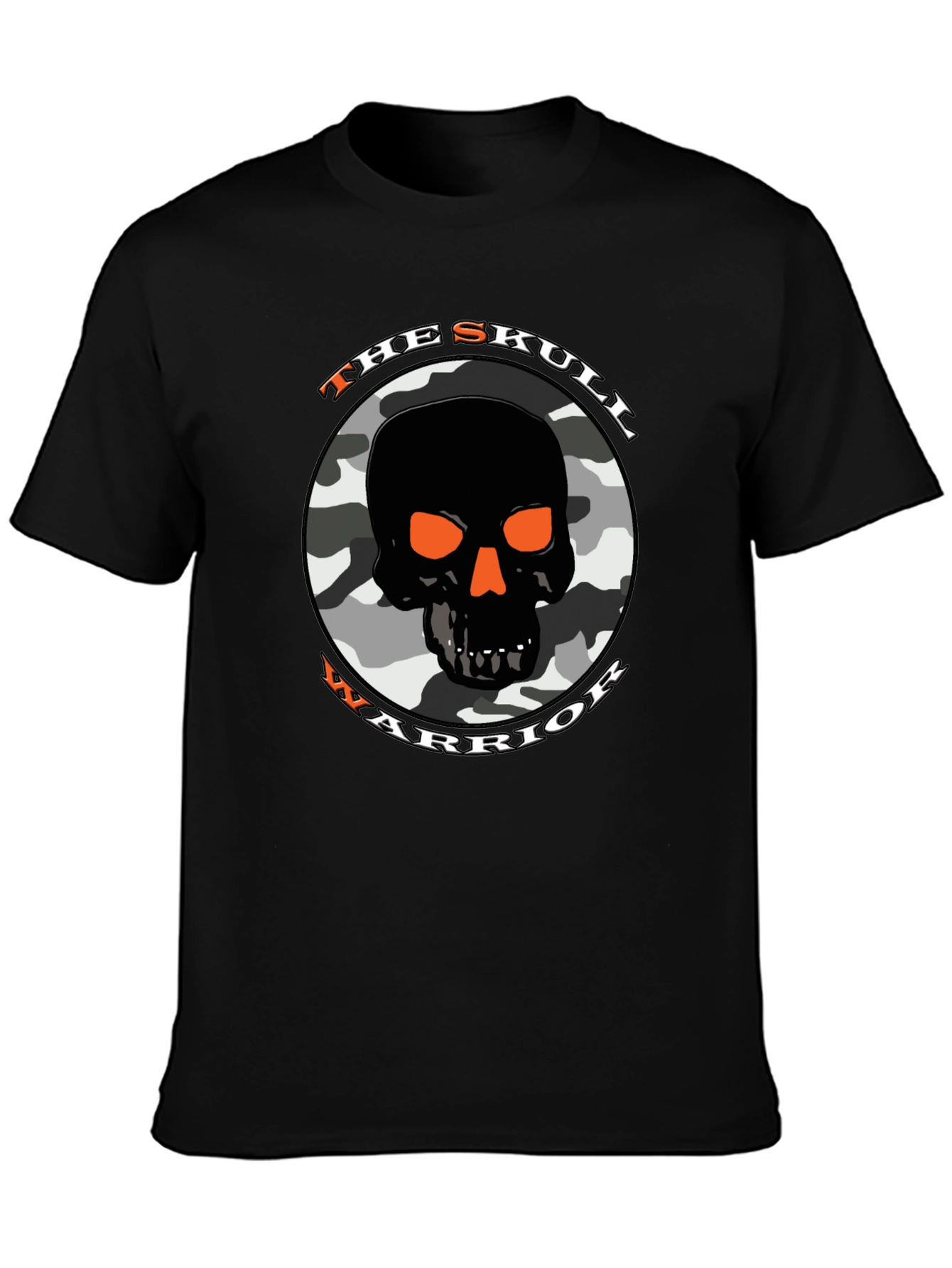 Black Skull Warrior Camo Graphic T-Shirt view 3