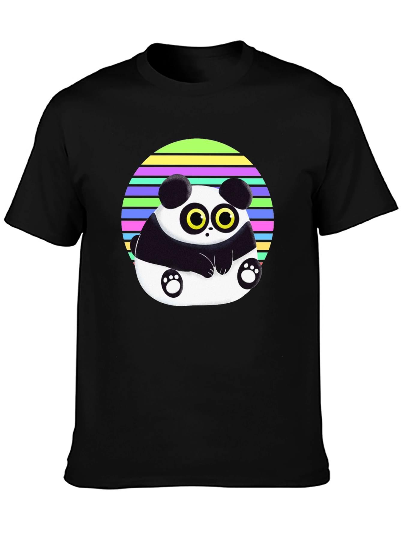 Black Retro Panda T-Shirt - Cute Cartoon Animal Graphic Tee view 3