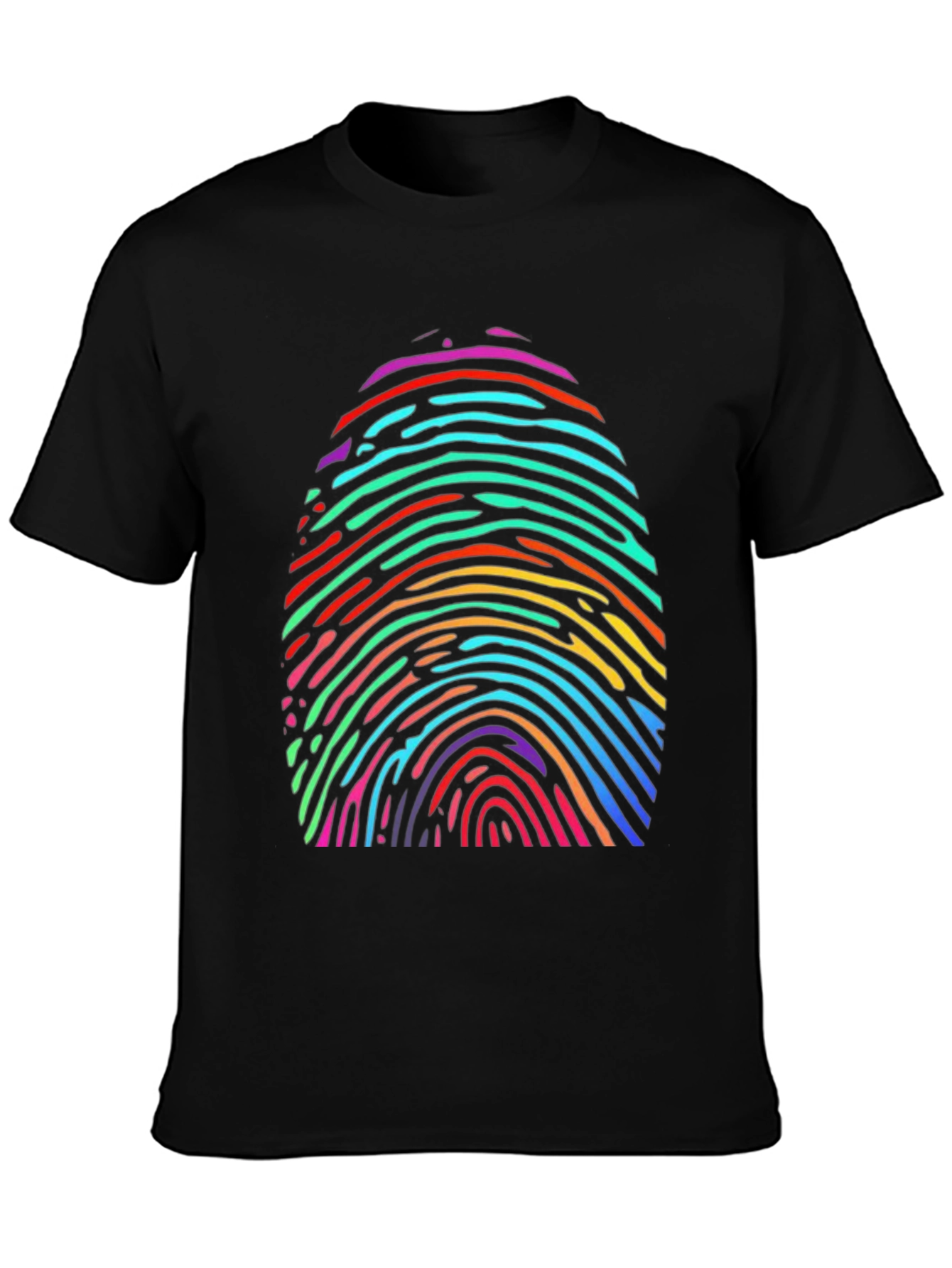 Black Rainbow Fingerprint Graphic Tee - Unique & Colorful view 3