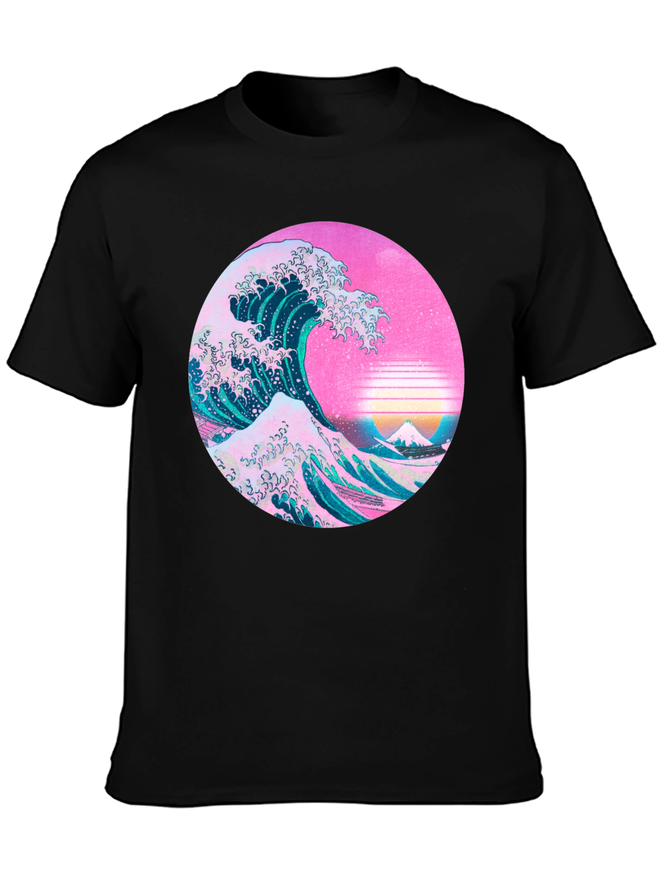 Black Great Wave Aesthetic T-Shirt view 3