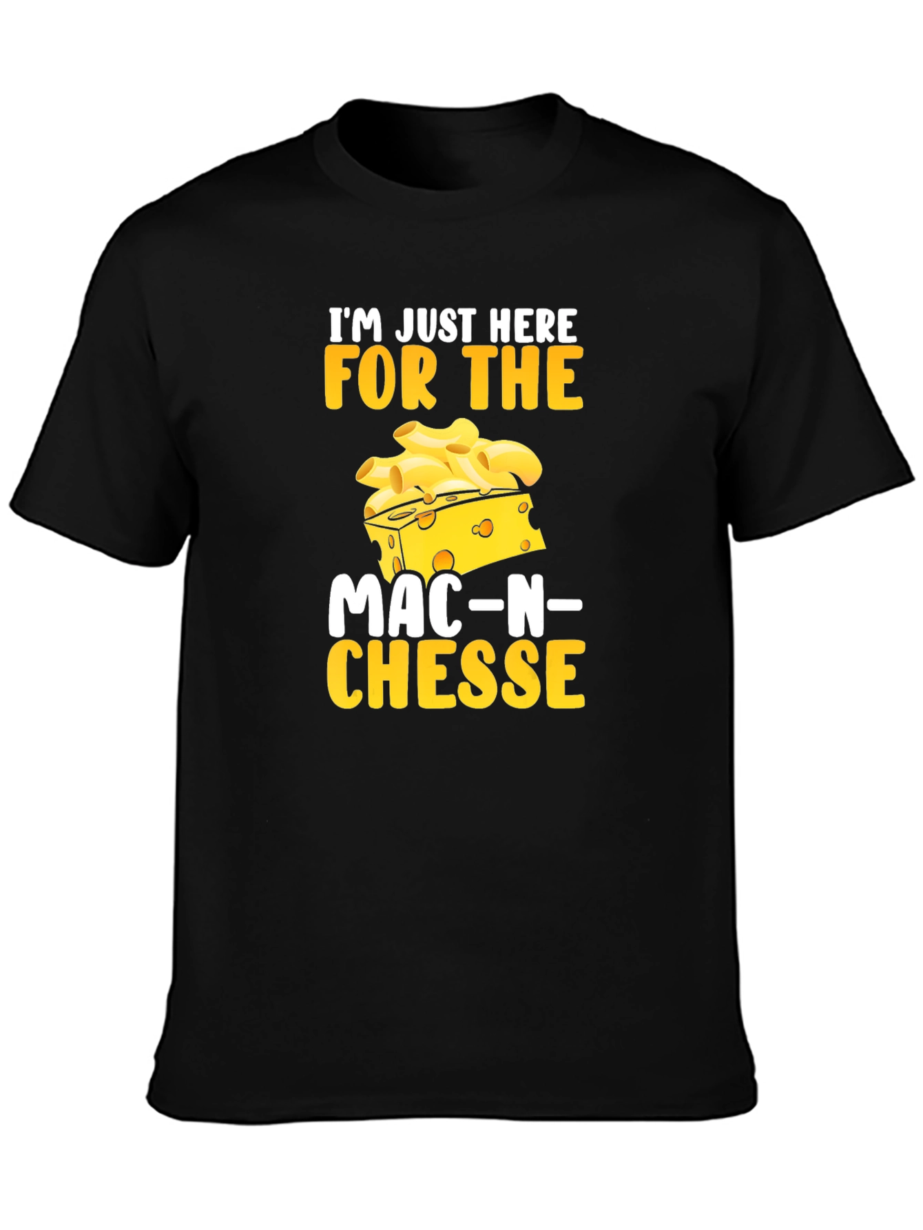 Black Mac-N-Cheese Lover T-Shirt: Just Here For the Food! view 3