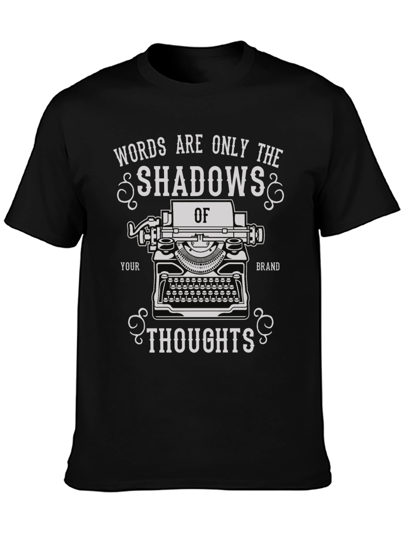 Black Shadows of Thoughts Typewriter T-Shirt view 3