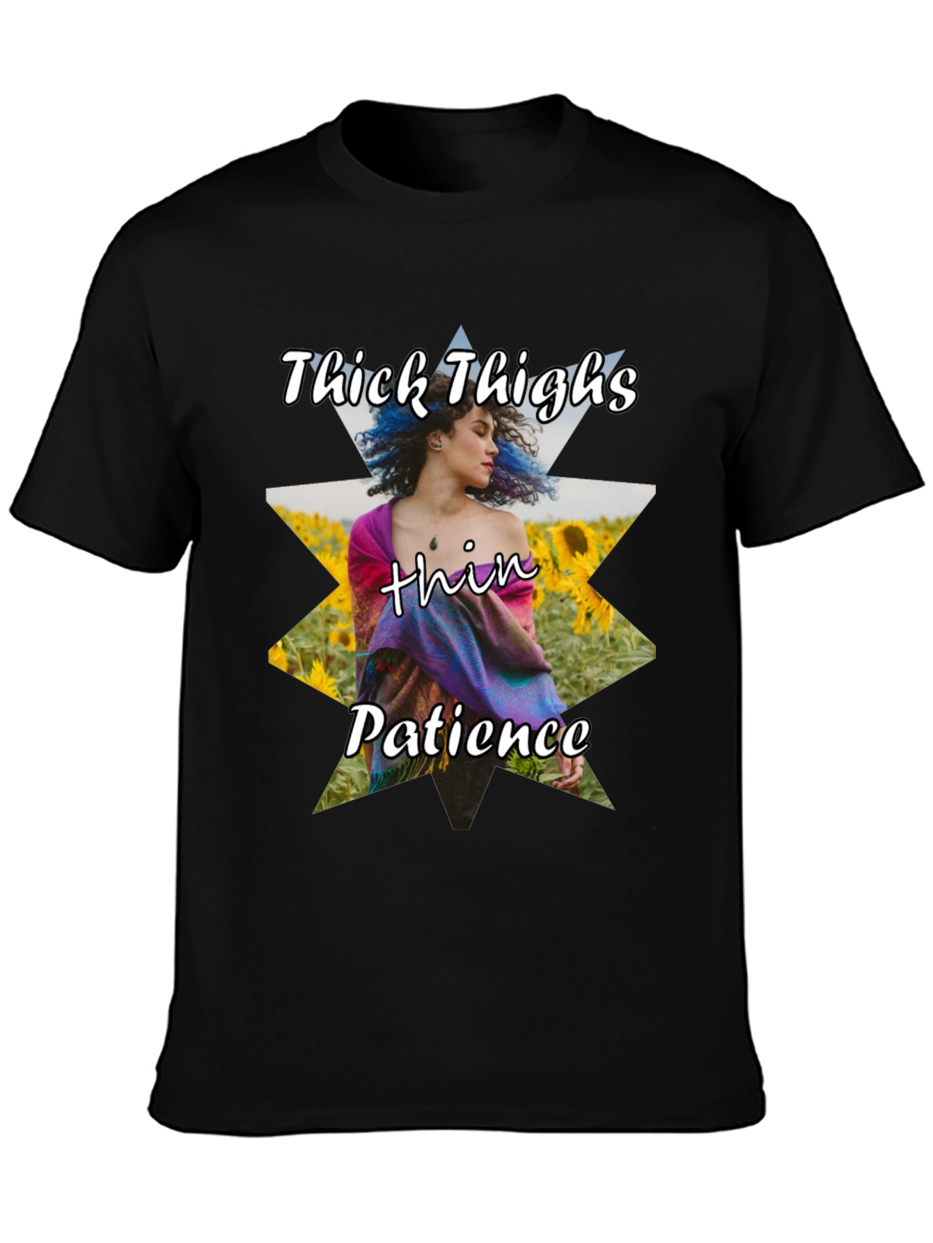 Black Thick Thighs Thin Patience Graphic T-Shirt view 3