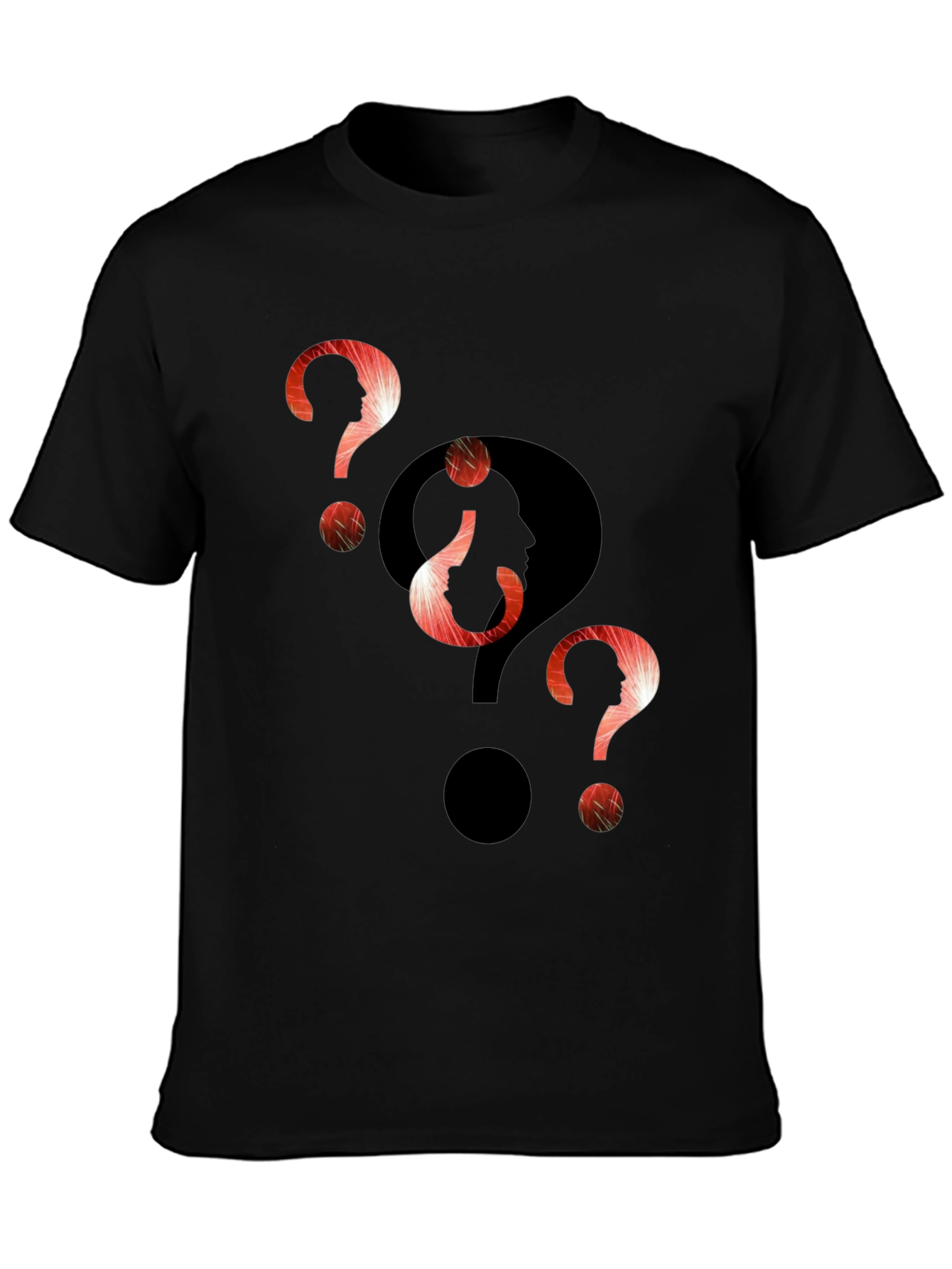 Black Intriguing Question Marks Graphic T-Shirt view 3