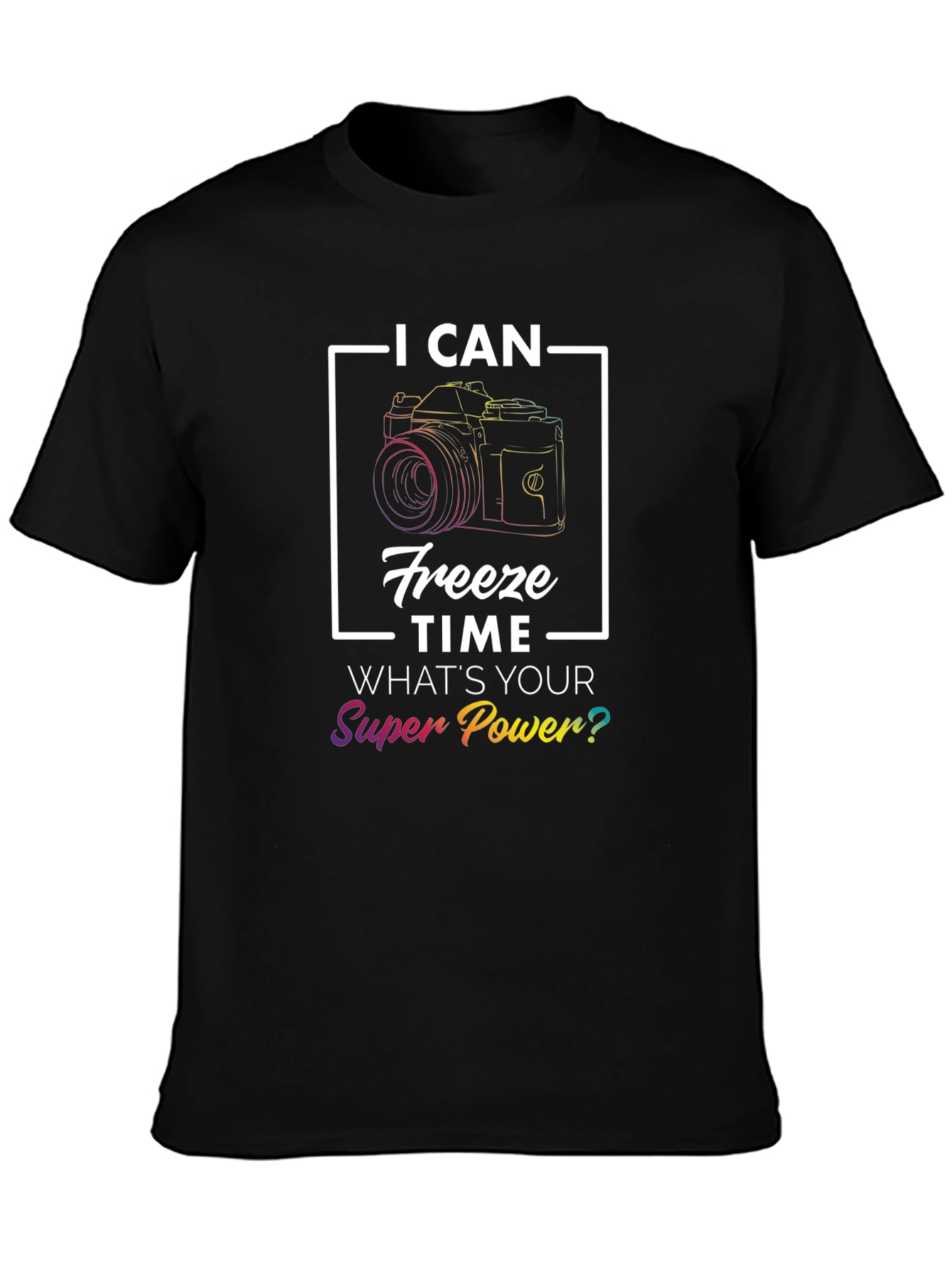 Black I Can Freeze Time Camera Graphic T-Shirt view 3