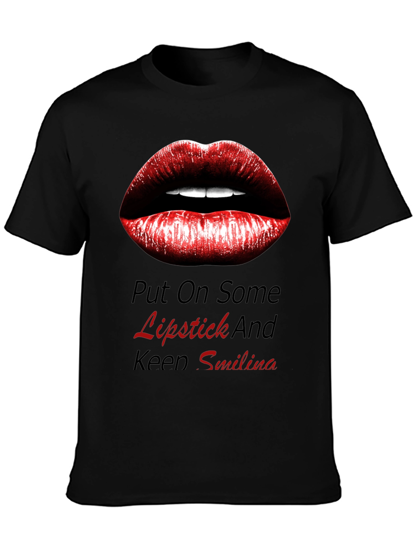 Black Lipstick Kiss Graphic Tee - Trendy Black Shirt view 3