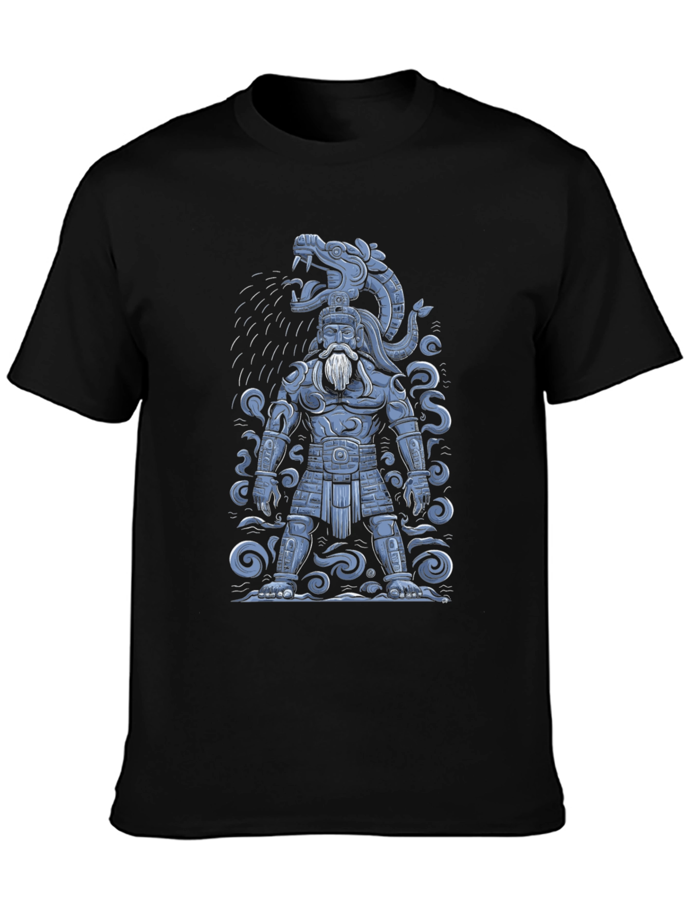 Black Aztec Warrior Graphic T-Shirt - Black view 3