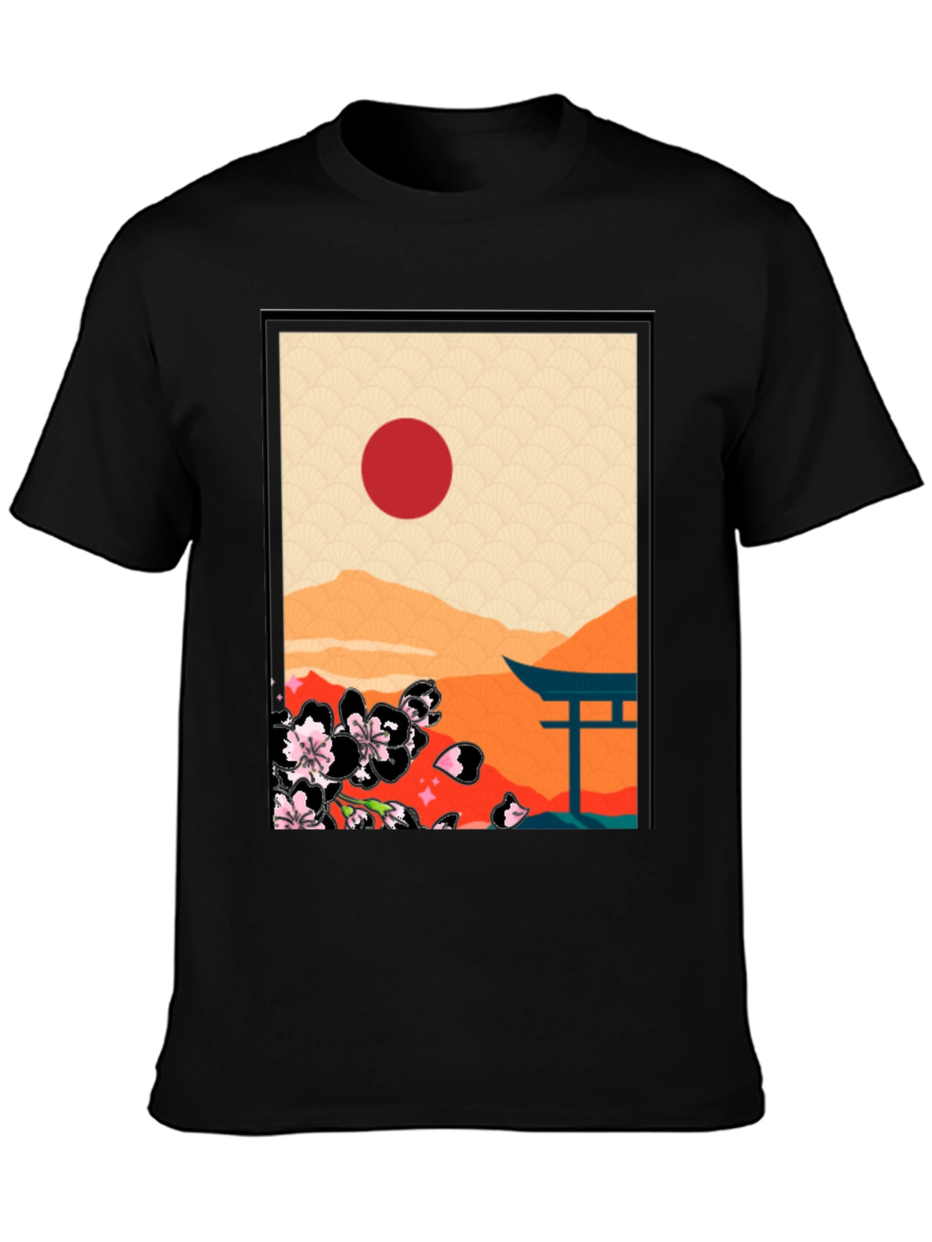 Black Japanese Art Graphic T-Shirt - Black view 3