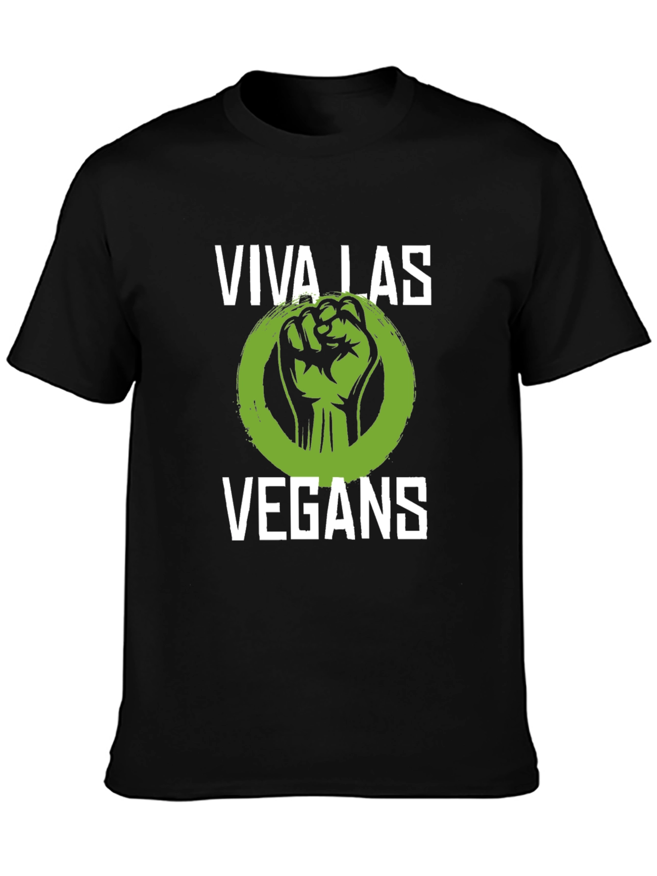 Black Viva Las Vegans Black T-Shirt - Vegan Activism Apparel view 3
