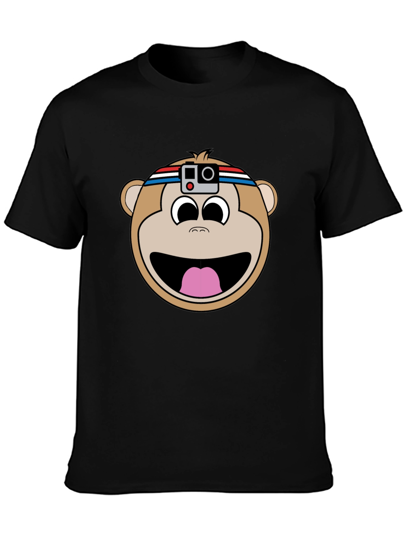 Black Funny Monkey with Camera T-Shirt view 3