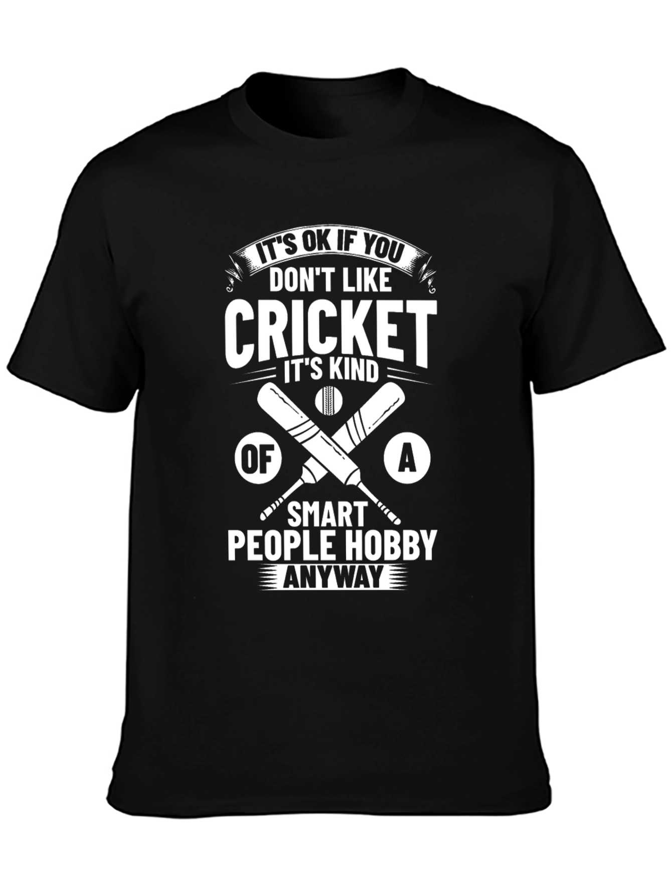 Black Funny Cricket Lover T-Shirt - Smart People Hobby Tee view 3