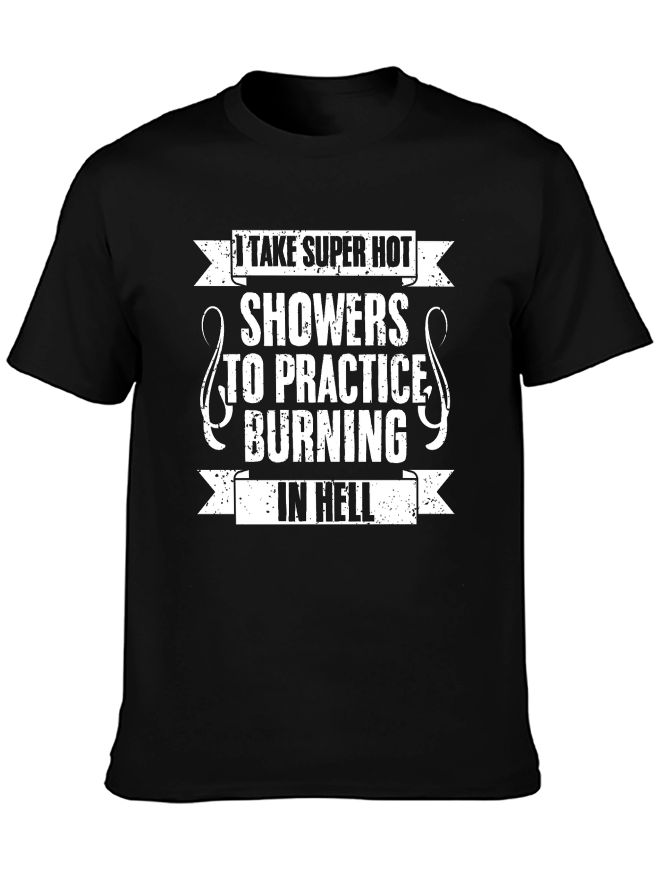 Black I Take Super Hot Showers Funny Graphic T-Shirt view 3