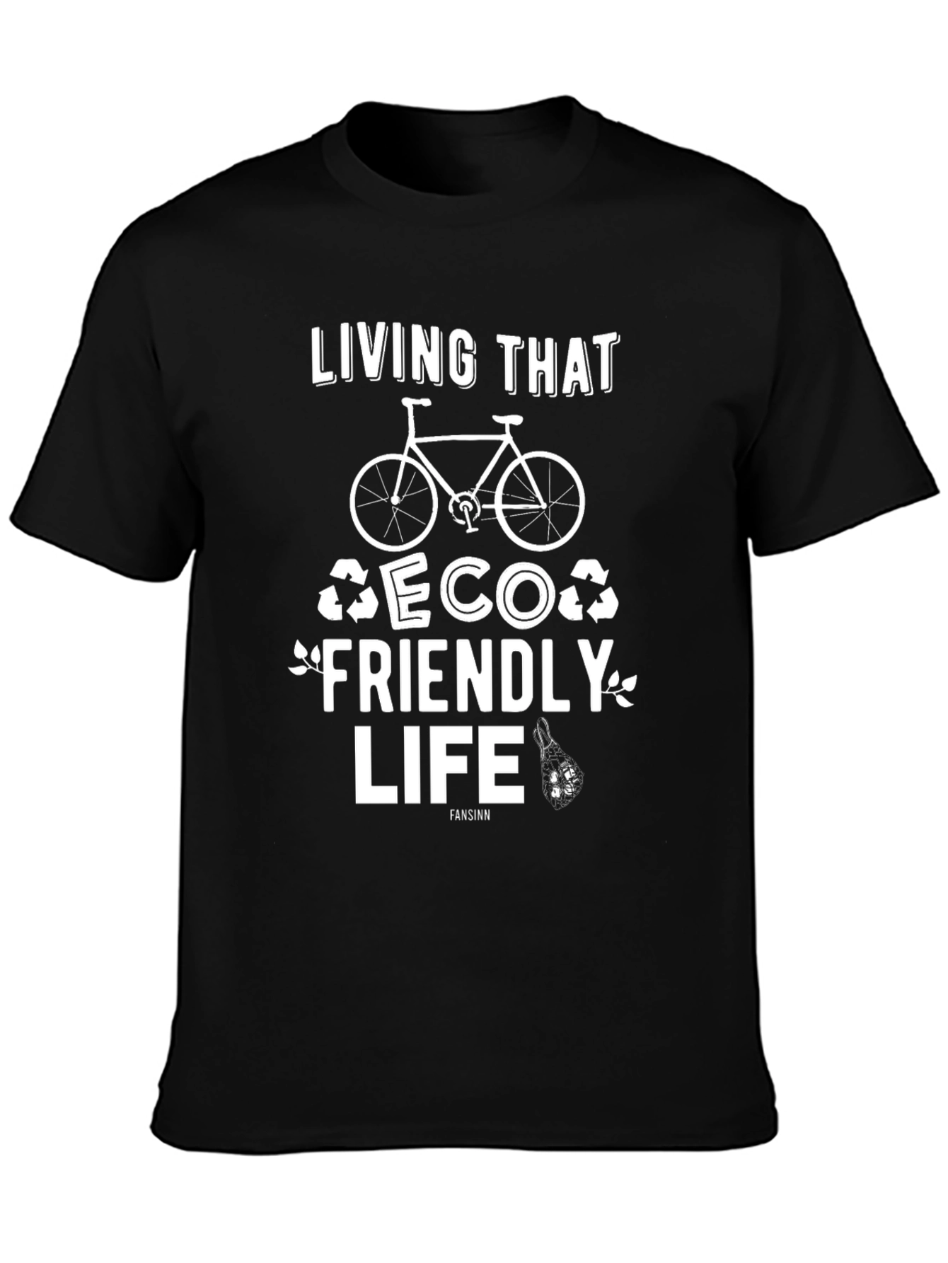 Black Eco Friendly Life T-Shirt - Black Graphic Tee view 3