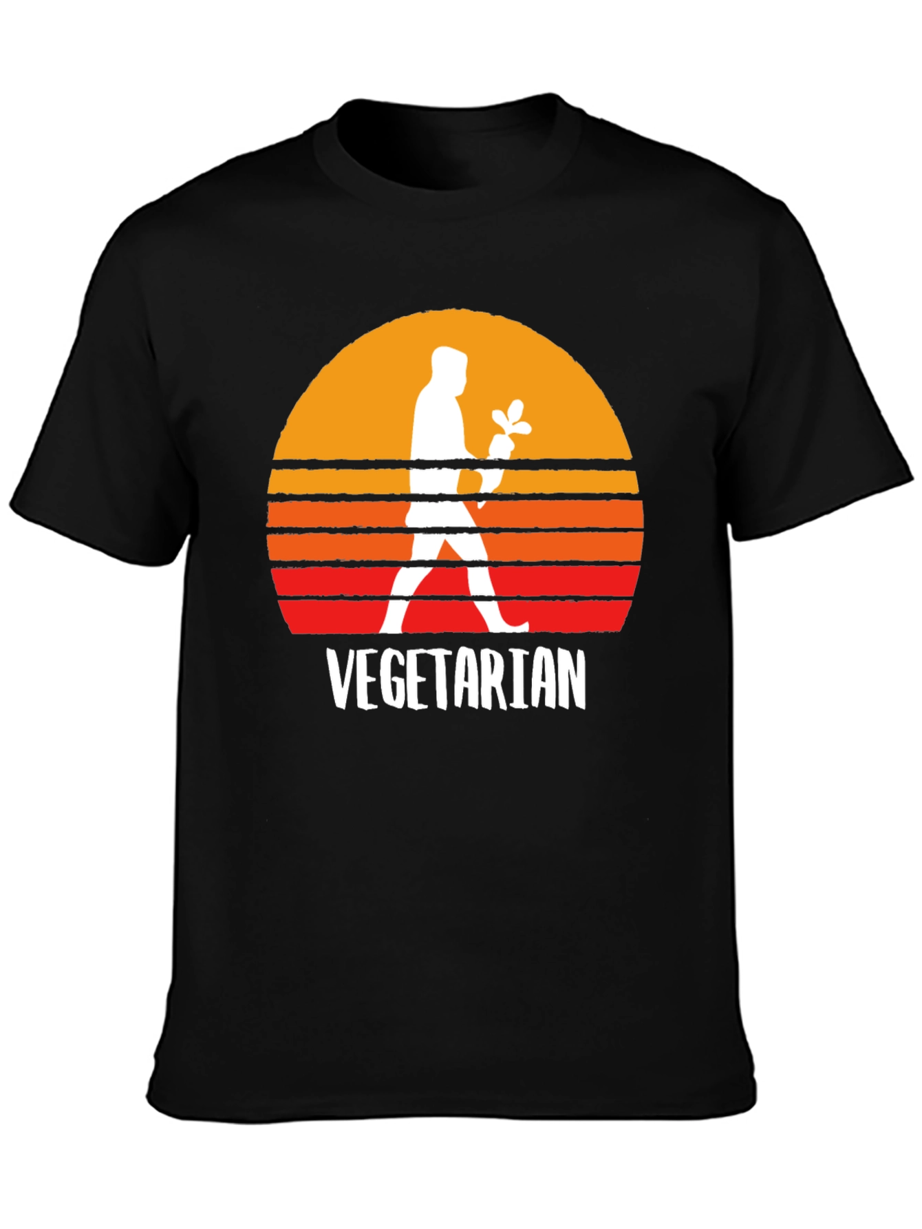 Black Vegetarian Sunset Graphic Tee - Black view 3