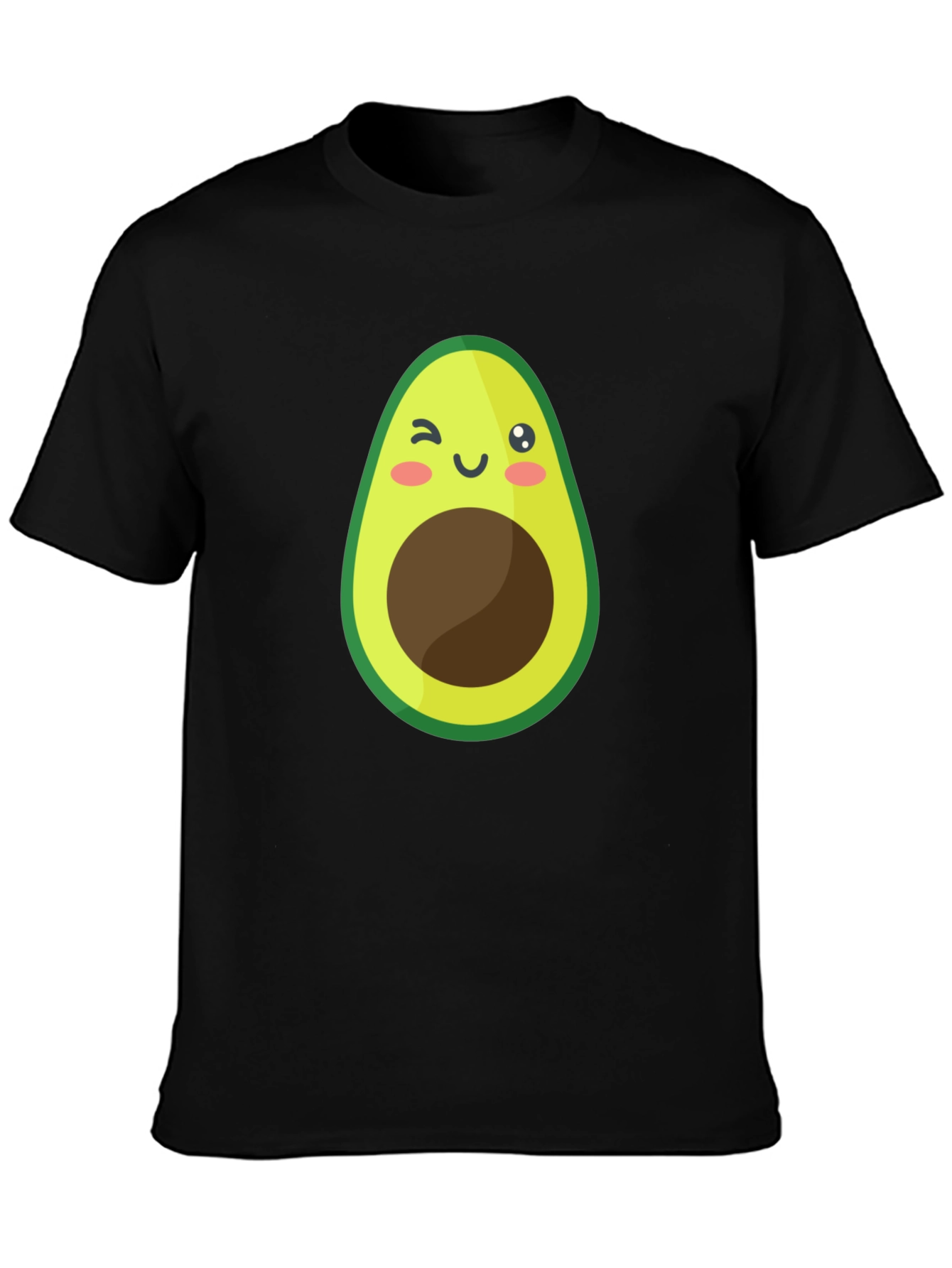Black Cute Avocado Graphic Black T-Shirt view 3