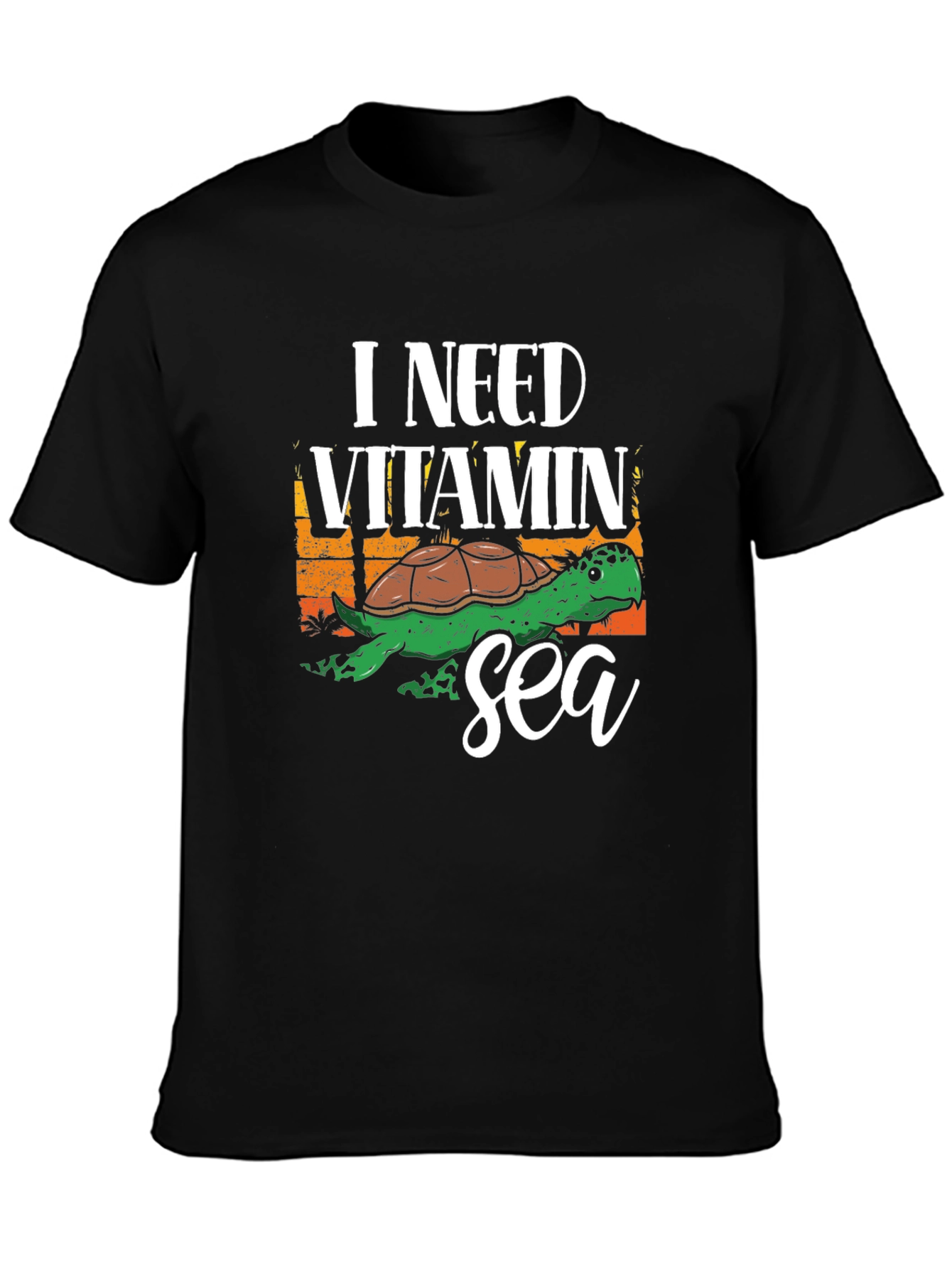 Black I Need Vitamin Sea Turtle Graphic T-Shirt view 3