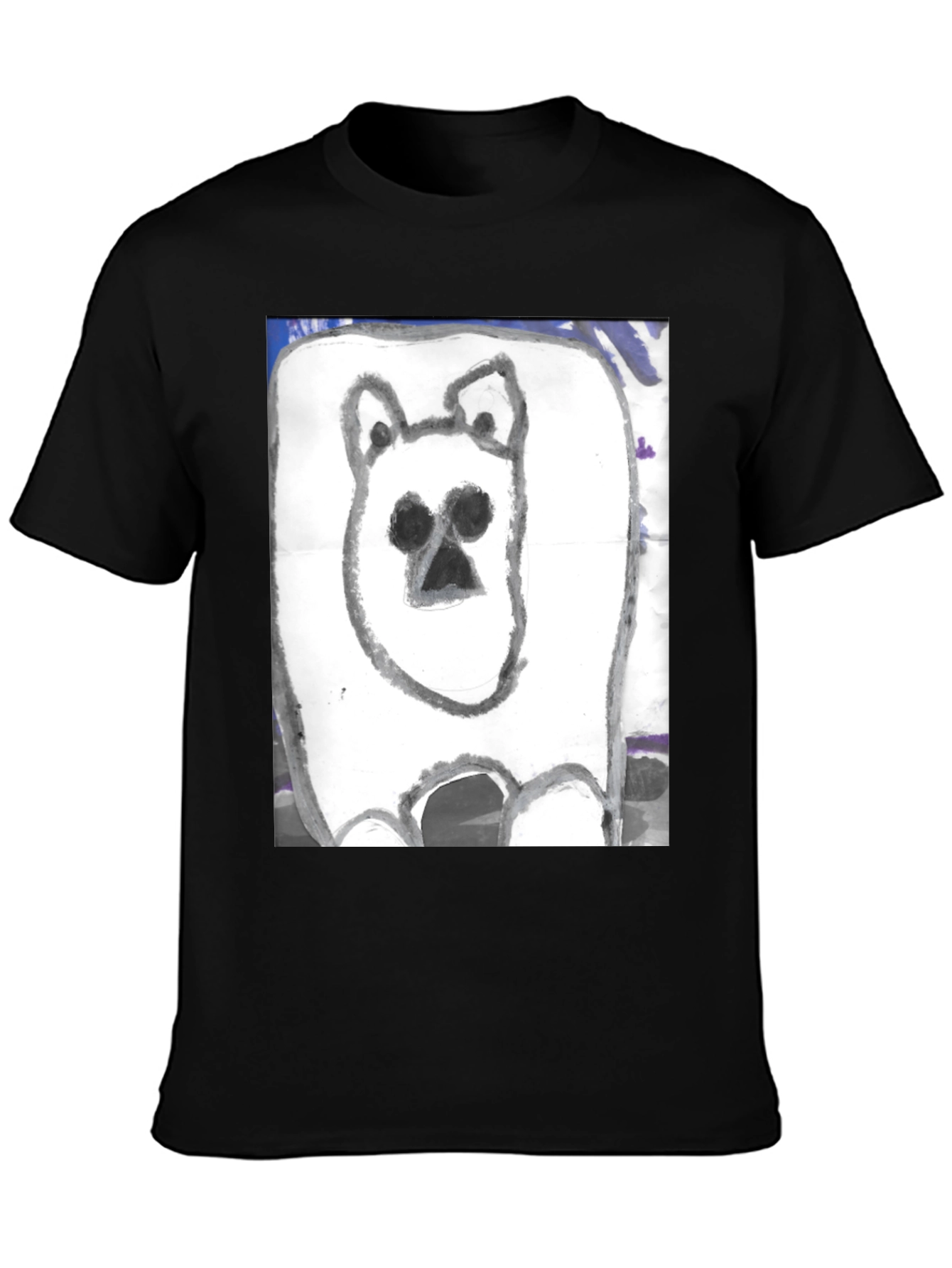 Black Hand-Drawn Bear Graphic T-Shirt view 3