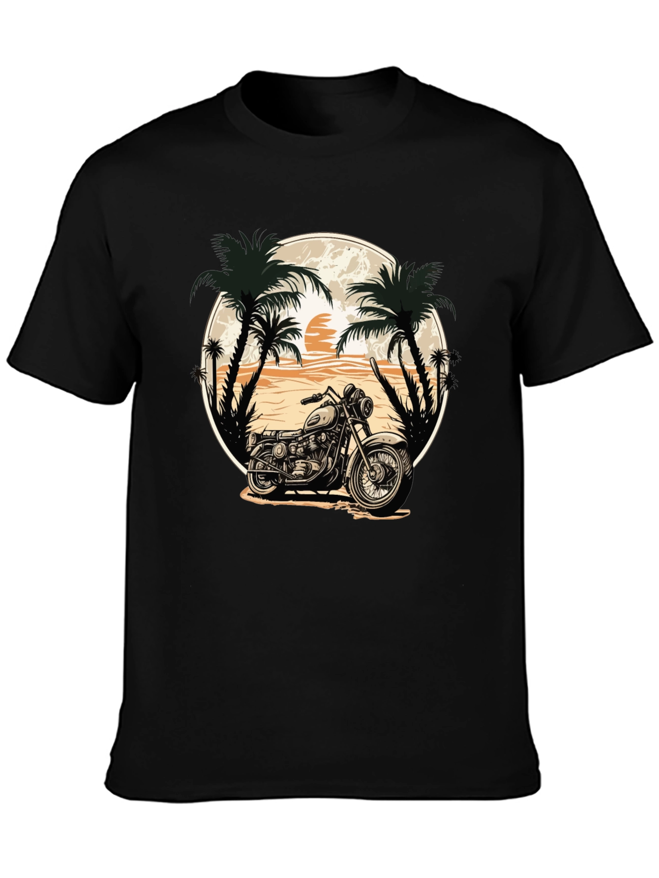 Black Motorcycle Beach Graphic Tee view 3