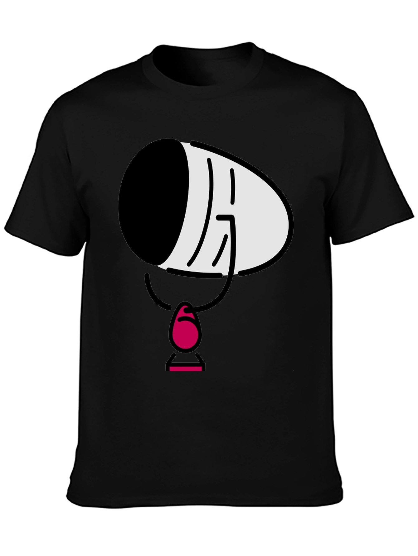 Black Men's Black Cartoon Face T-Shirt view 3