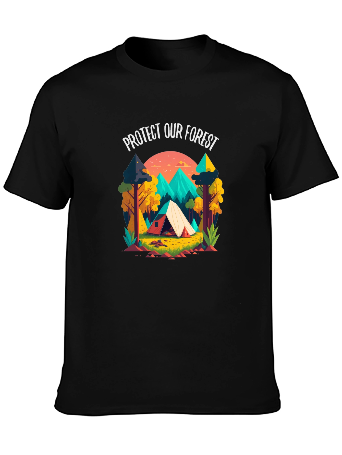 Black Protect Our Forest Graphic T-Shirt view 3