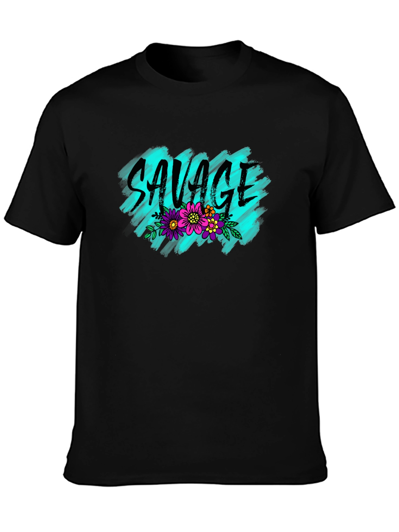 Black Savage Floral Graphic Tee - Trendy Black T-Shirt view 3