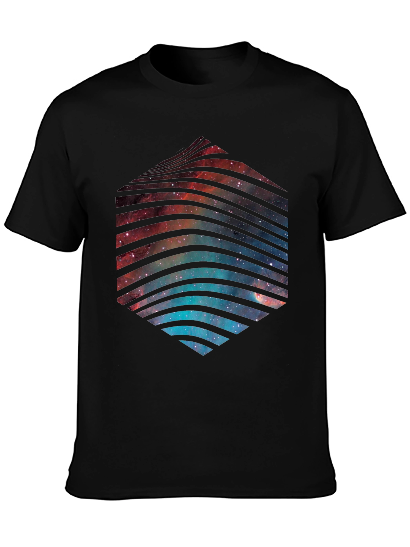 Black Cosmic Hex T-Shirt - Galaxy Space Design view 3