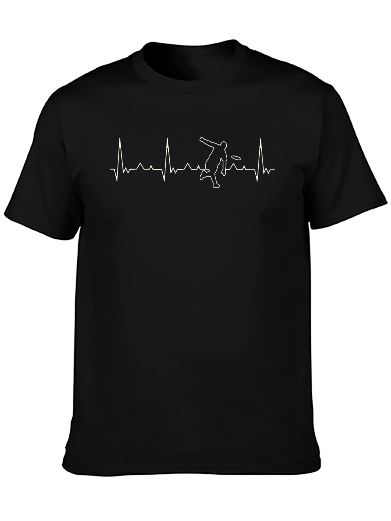 Black Frisbee Heartbeat Graphic T-Shirt view 3