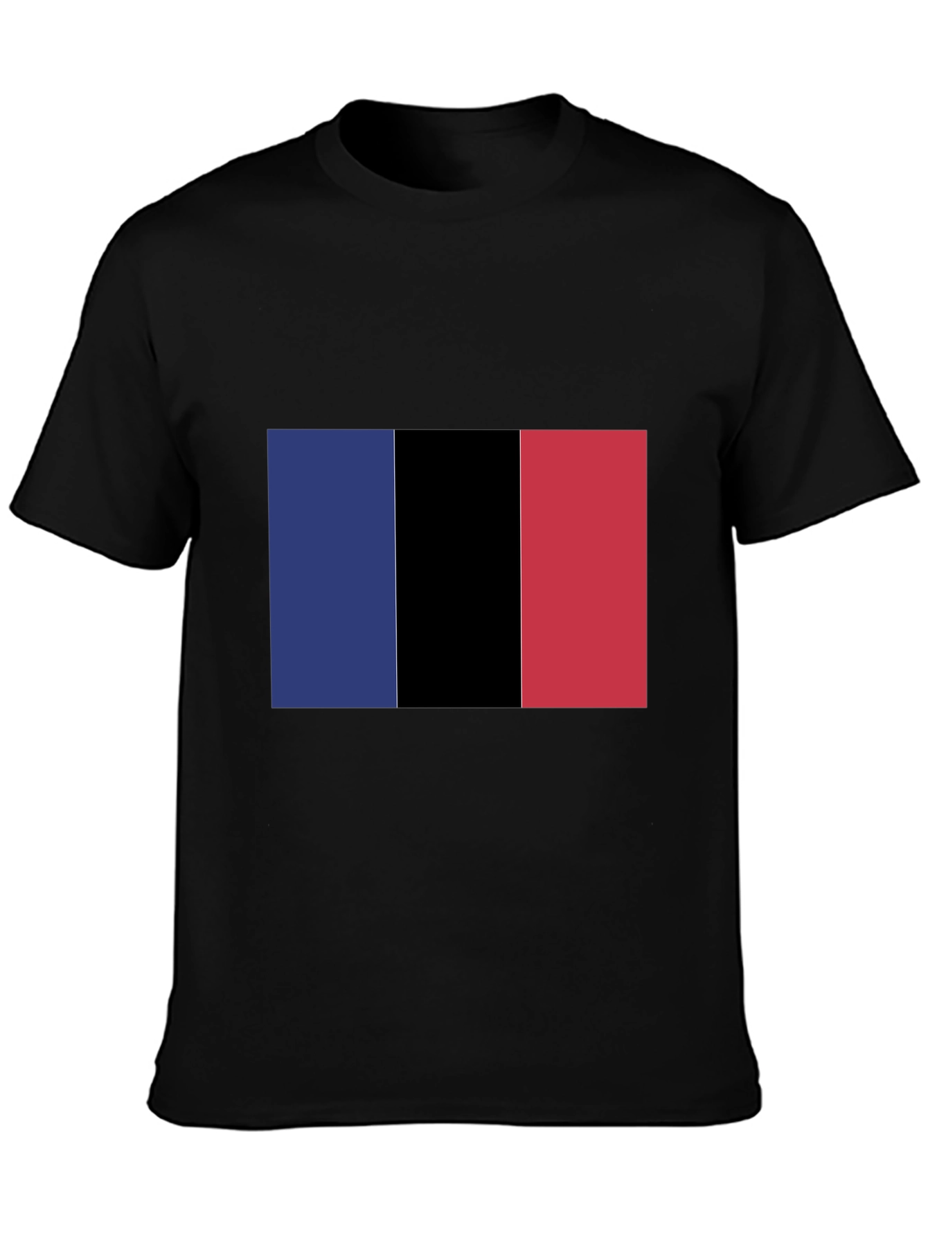 Black Graphic Tee with Vertical Color Block Design view 3