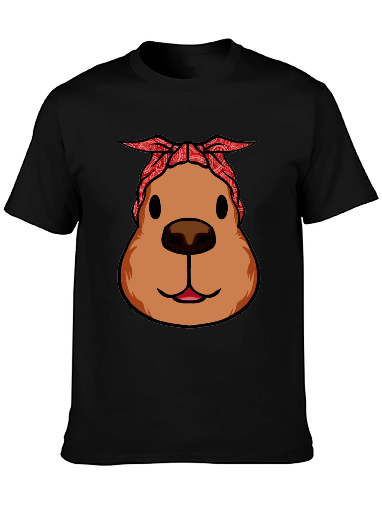 Black Capybara Bandana T-Shirt - Cool & Casual view 3