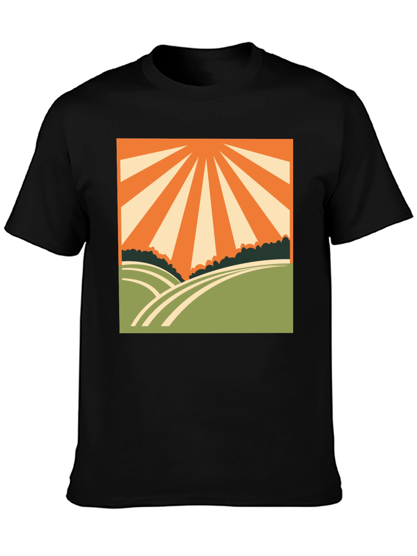 Black Retro Sunrise Graphic Tee - Vintage Inspired Design view 3