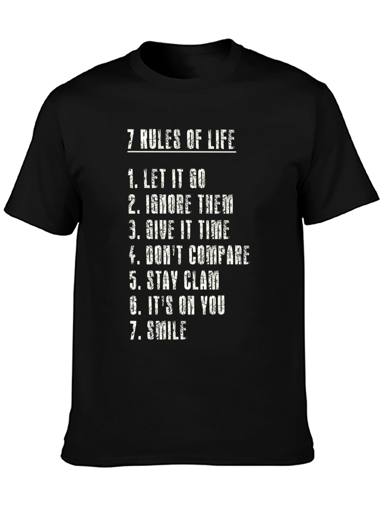 Black 7 Rules Of Life T-Shirt - Inspirational Message view 3