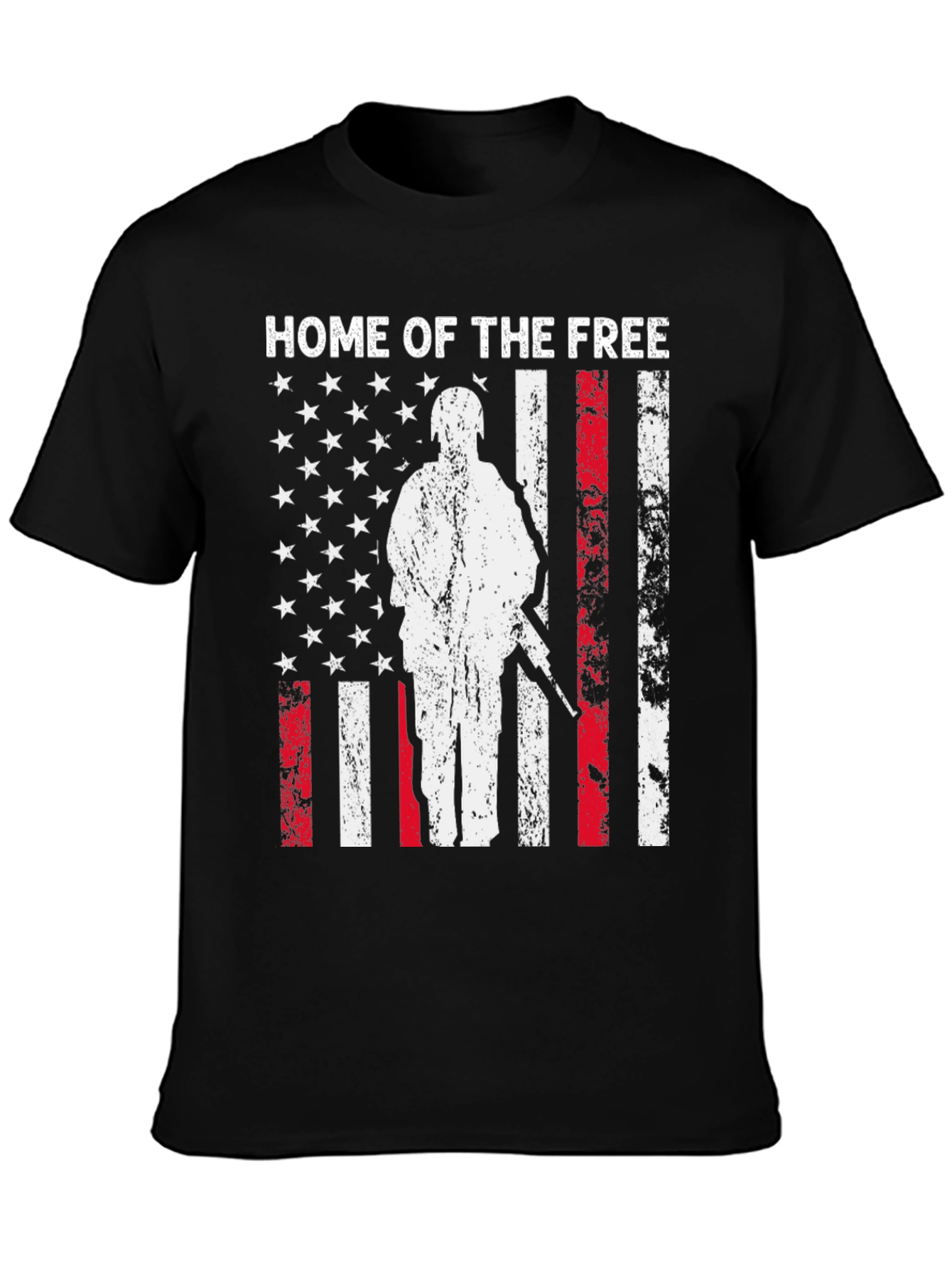 Black Home of the Free Patriotic T-Shirt view 3