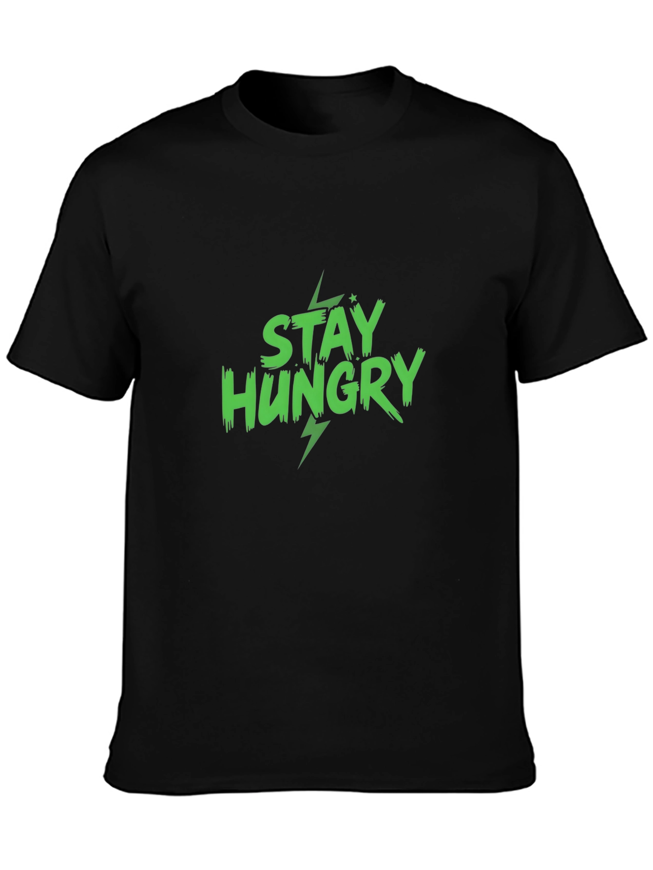 Black Stay Hungry Graphic Print Black T-Shirt view 3