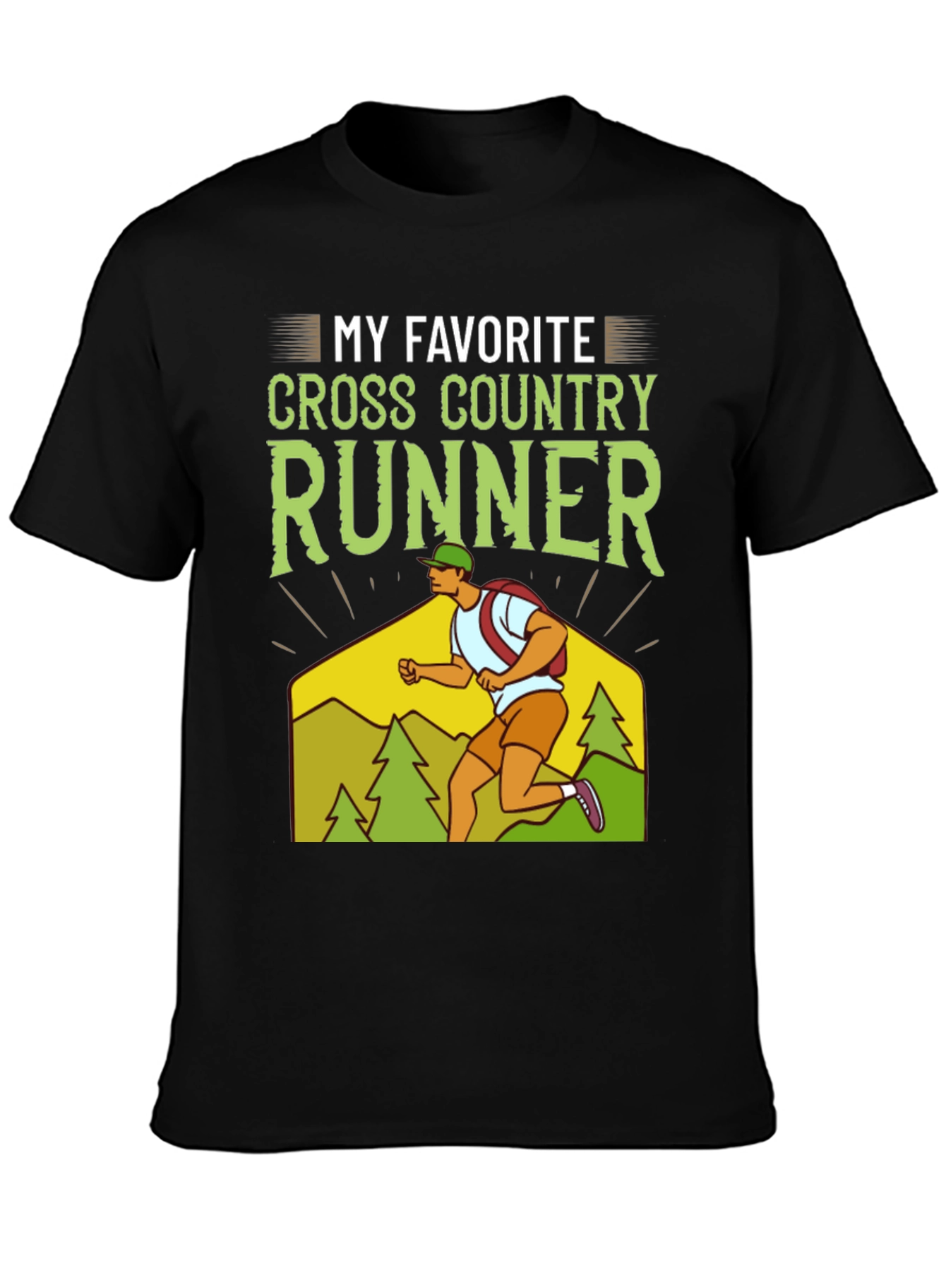 Black My Favorite Cross Country Runner Graphic T-Shirt view 3