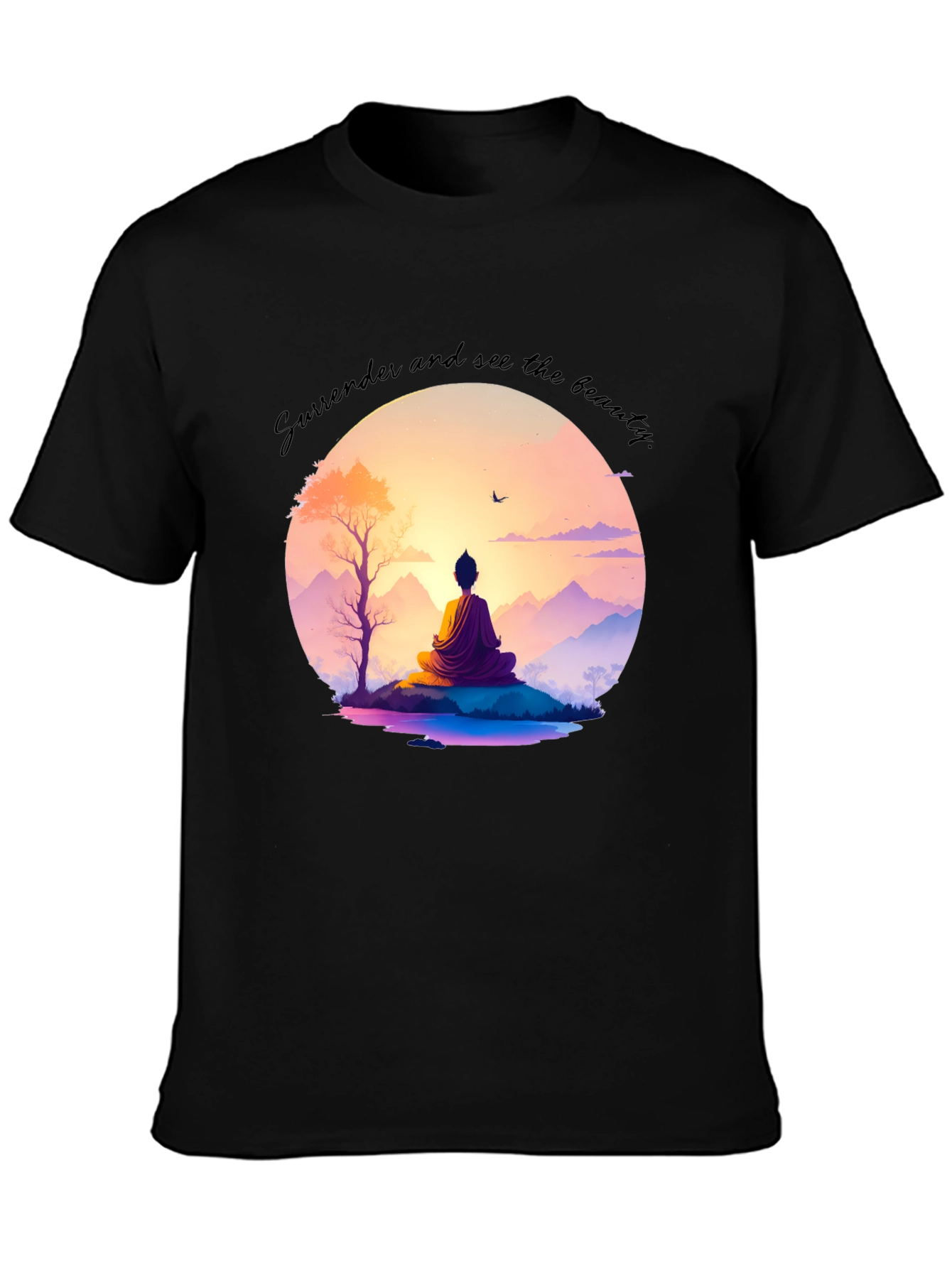 Black Meditative Zen T-Shirt view 3