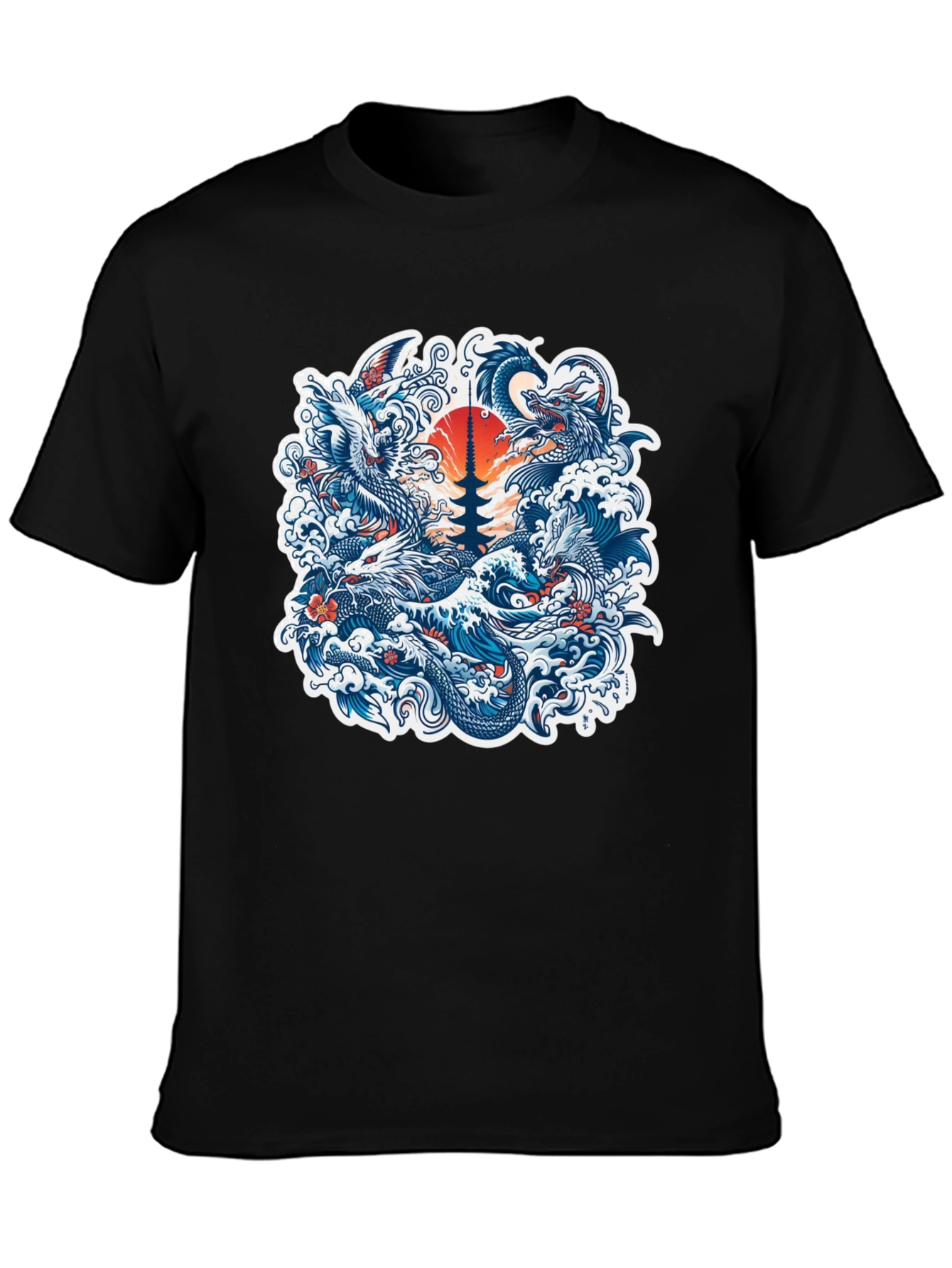 Black Dragon Wave Graphic Tee view 3