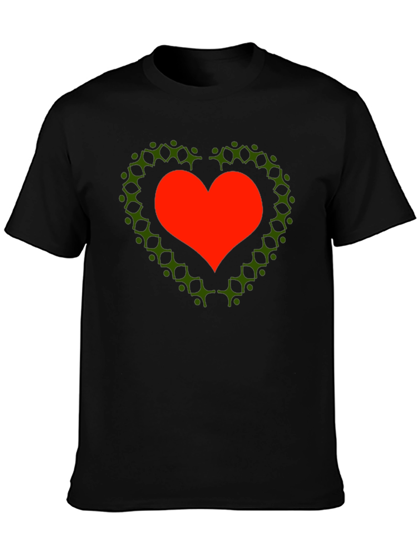 Black Heart of People T-Shirt - Black Cotton Crew Neck view 3