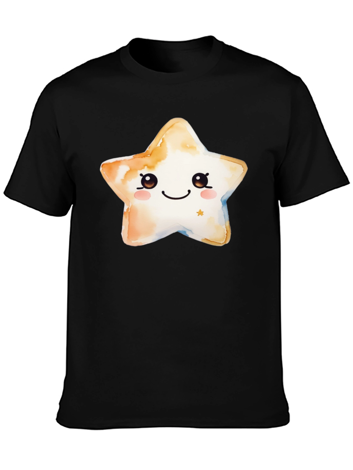 Black Cute Star Graphic T-Shirt - Black Cotton Tee view 3