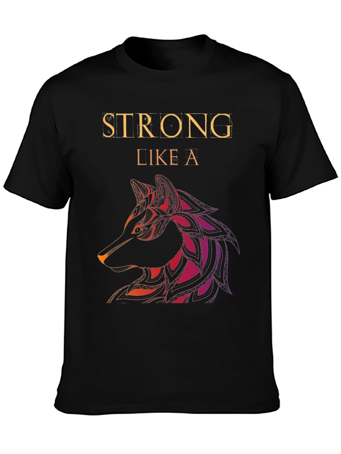 Black Strong Like a Wolf Graphic Tee view 3