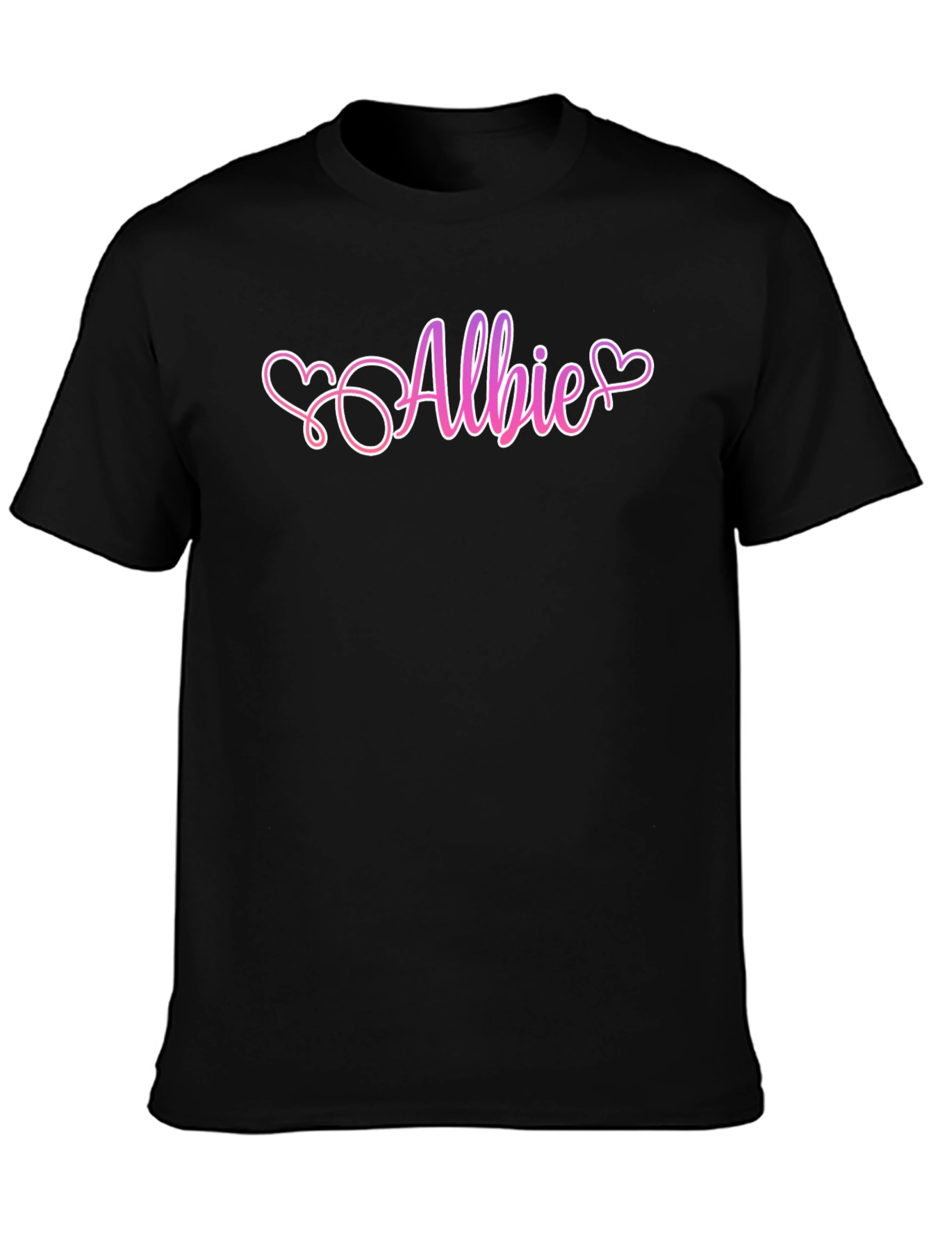 Black Personalized Albie Heart T-Shirt - Custom Name Tee view 3