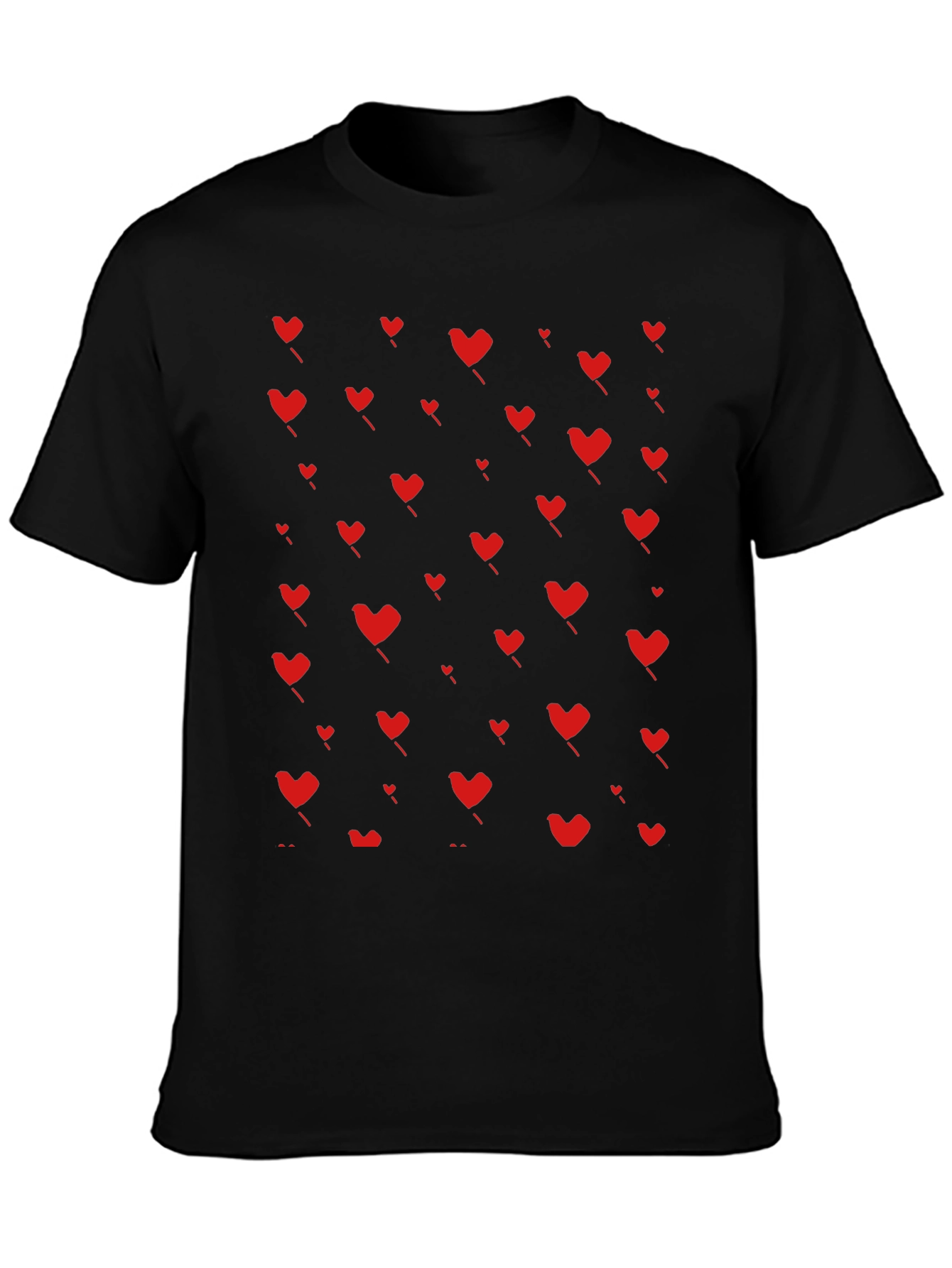 Black Heart Pattern T-Shirt - Black view 3