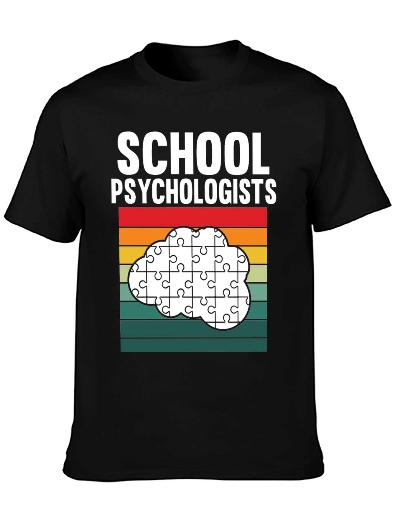 Black School Psychologist Puzzle Piece Cloud T-Shirt view 3