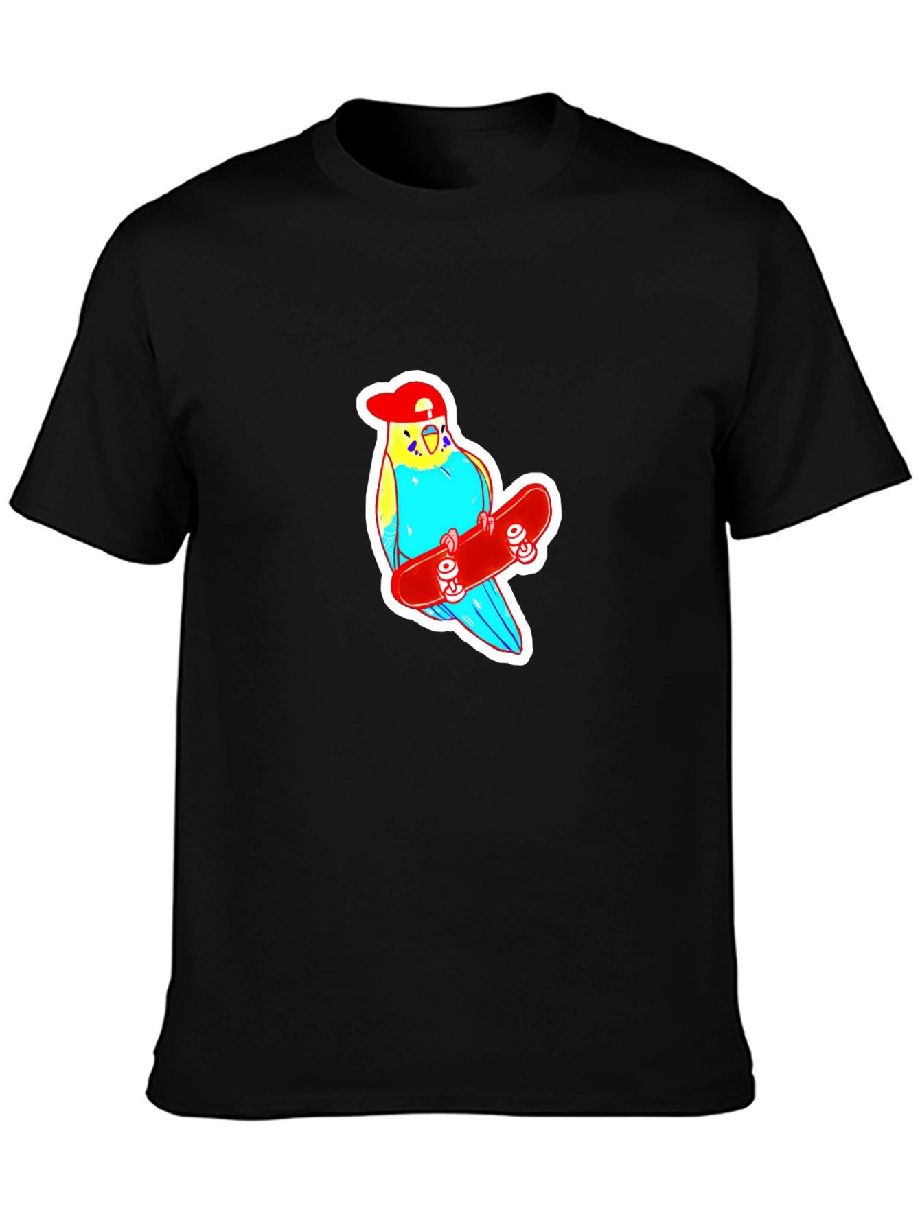 Black Skater Budgie T-Shirt - Cool Birdie Tee view 3