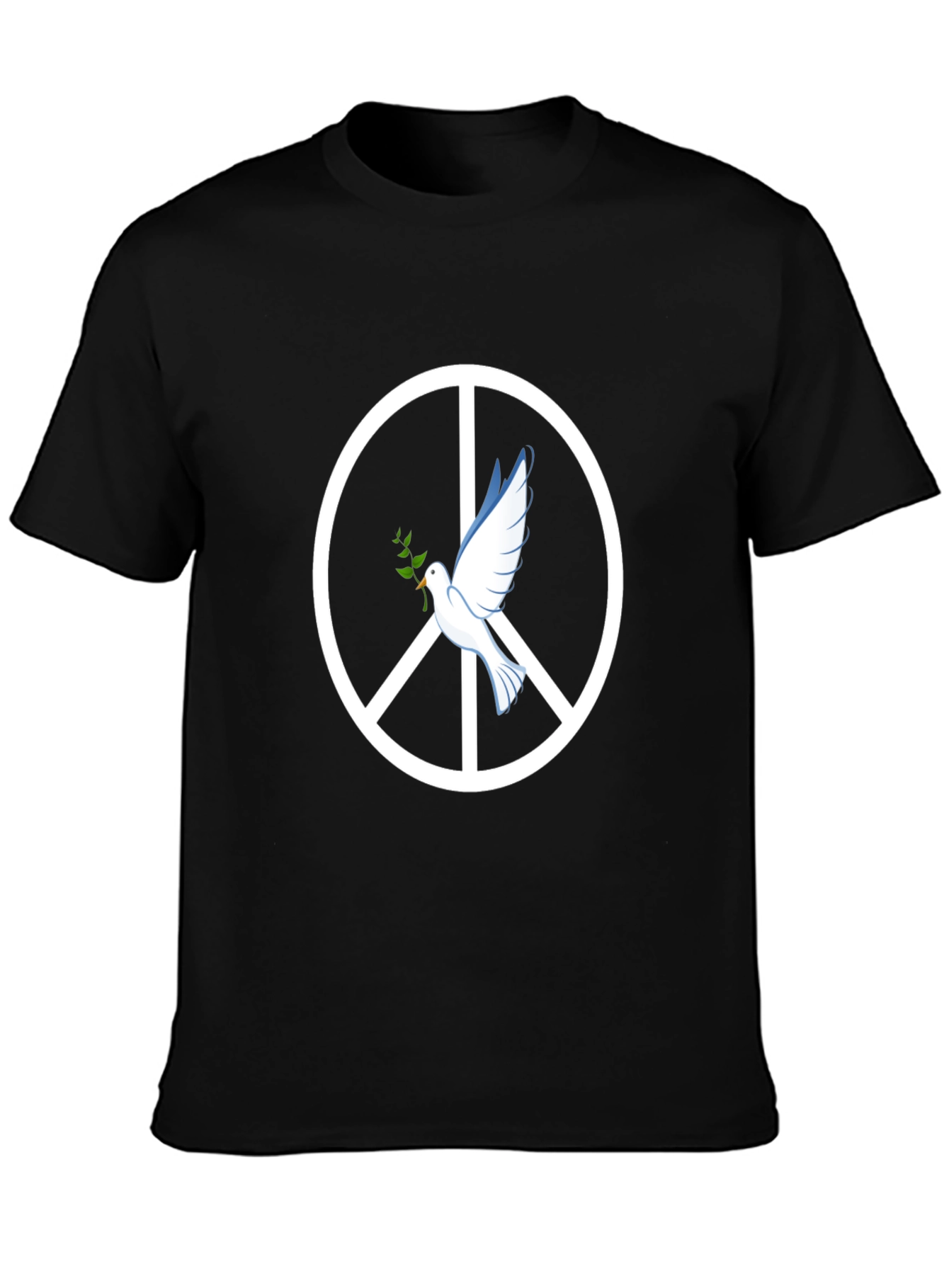 Black Peace Dove Graphic Tee - Black Cotton T-Shirt view 3