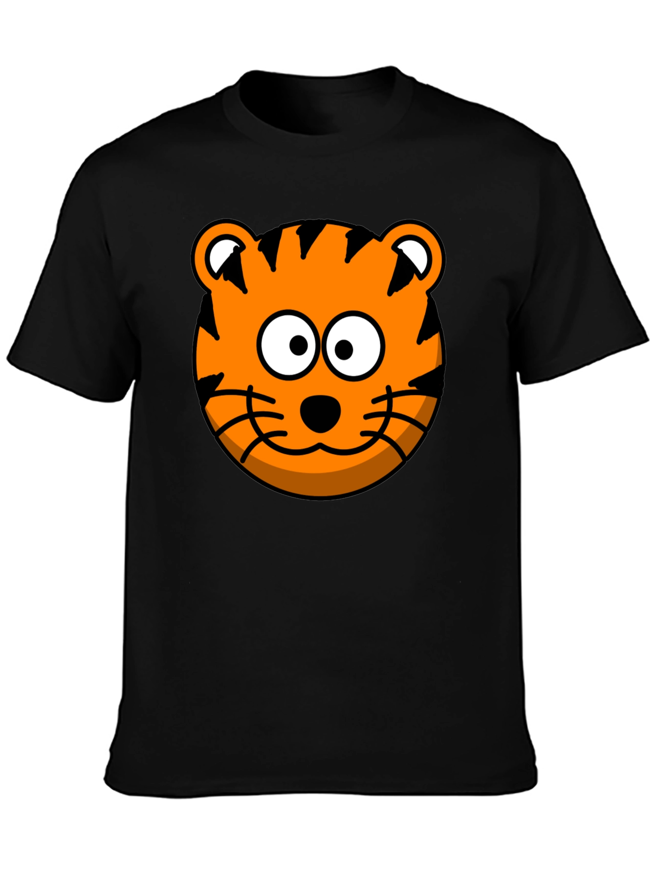 Black Tiger Cartoon Graphic Black T-Shirt view 3