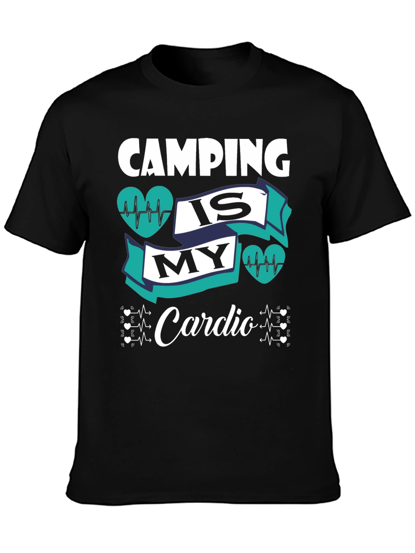 Black Camping Is My Cardio Graphic Tee - Unisex Black T-Shirt view 3