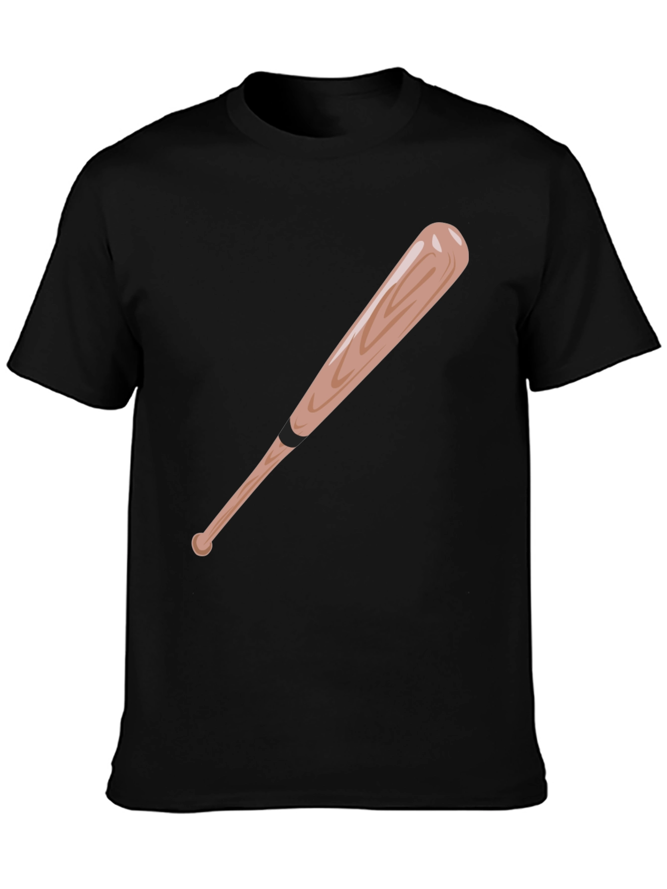 Black Baseball Bat Graphic Tee - Black Cotton T-Shirt view 3