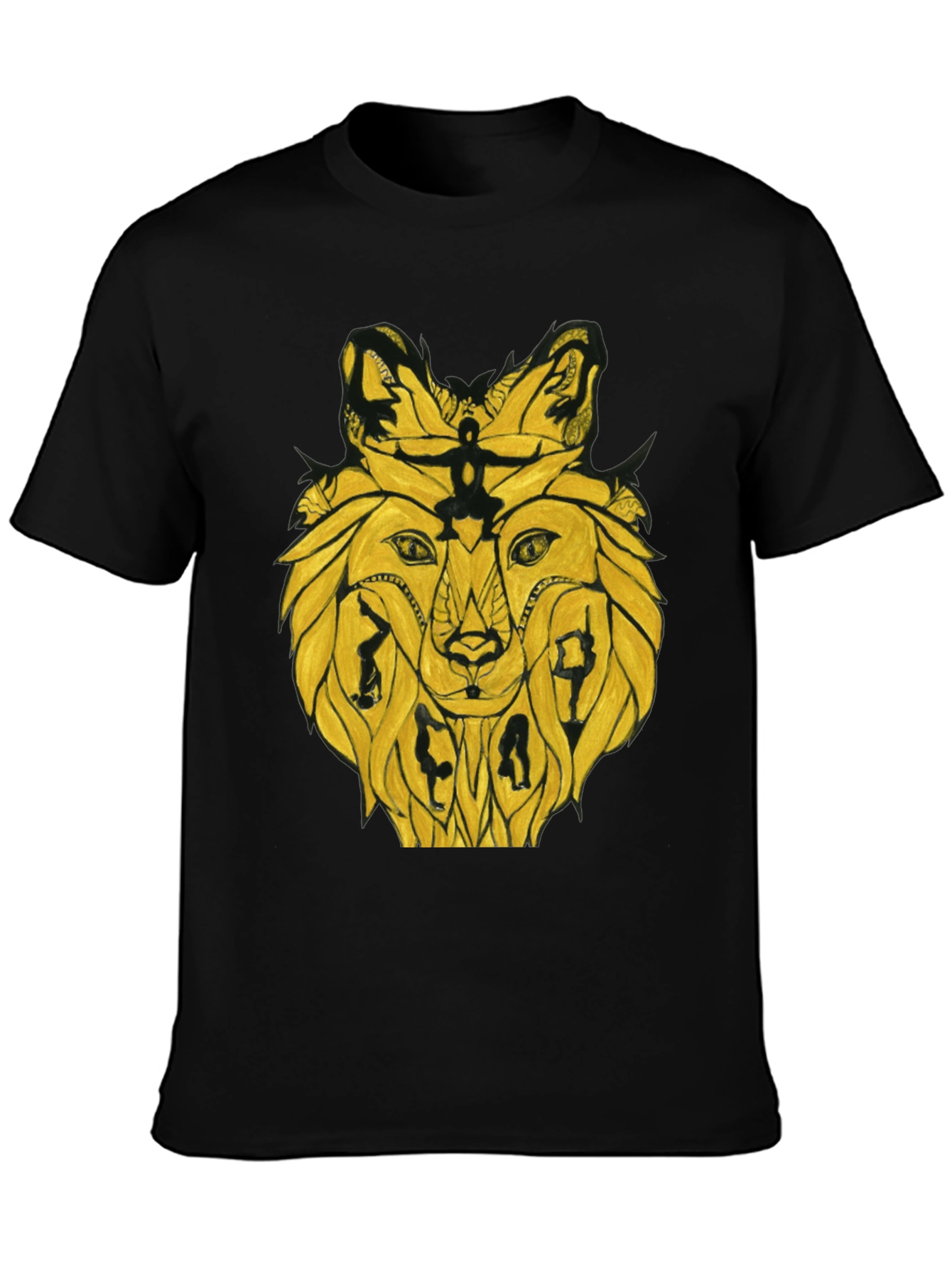 Black Abstract Lion T-Shirt - Unique Graphic Tee view 3
