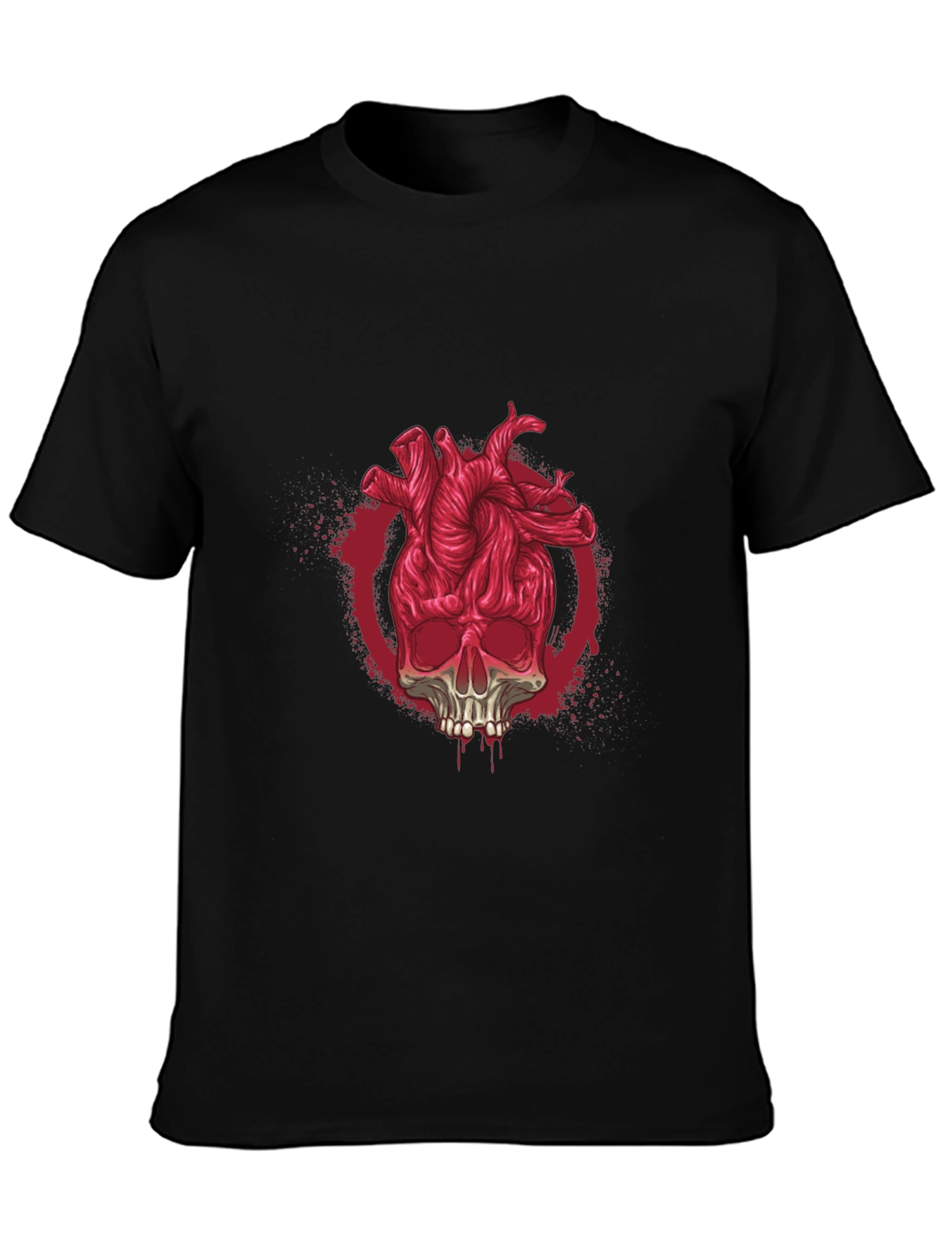 Black Skull Heart Graphic Tee - Black T-Shirt view 3